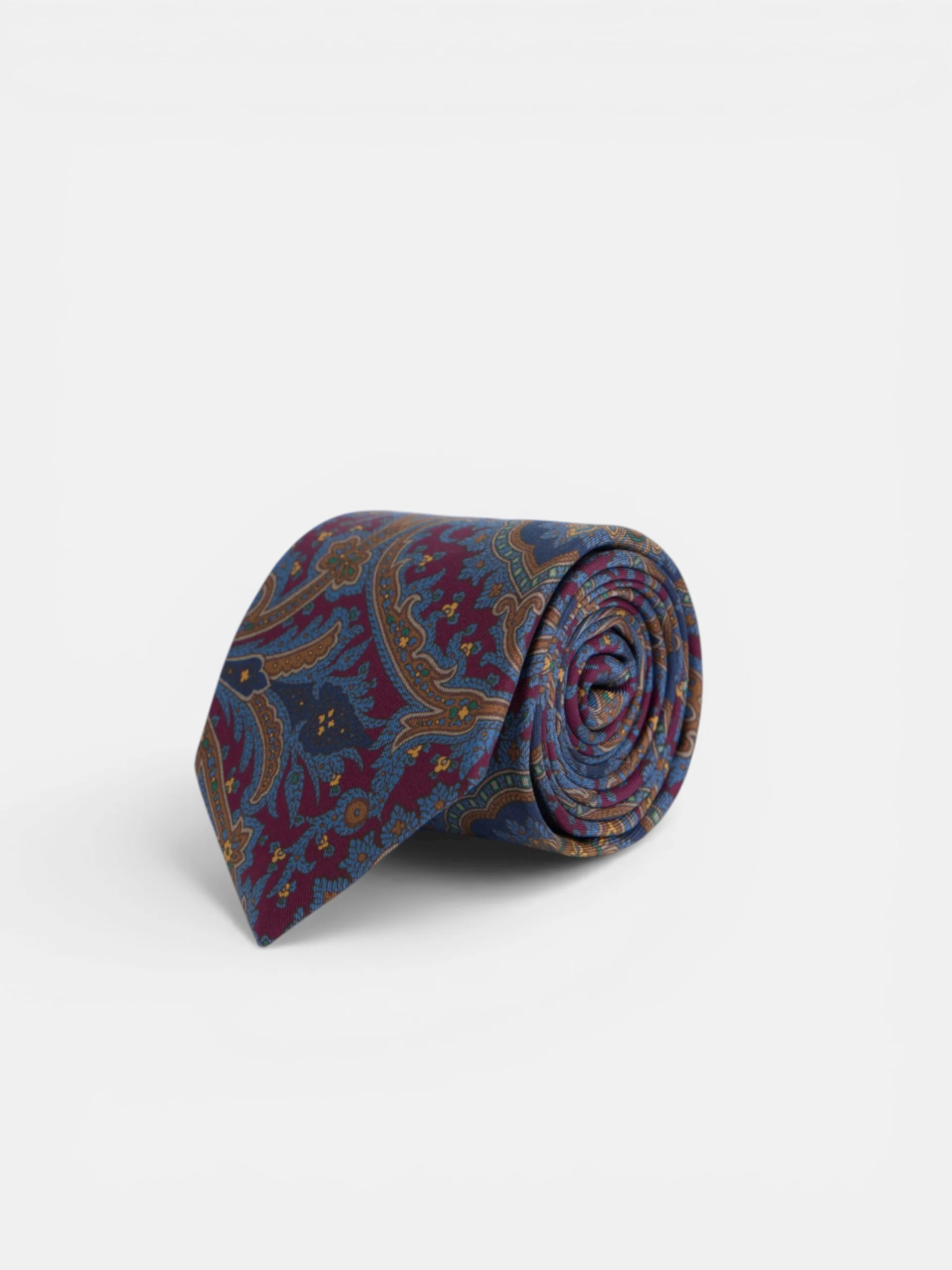 Corbata estampada pasley burdeos