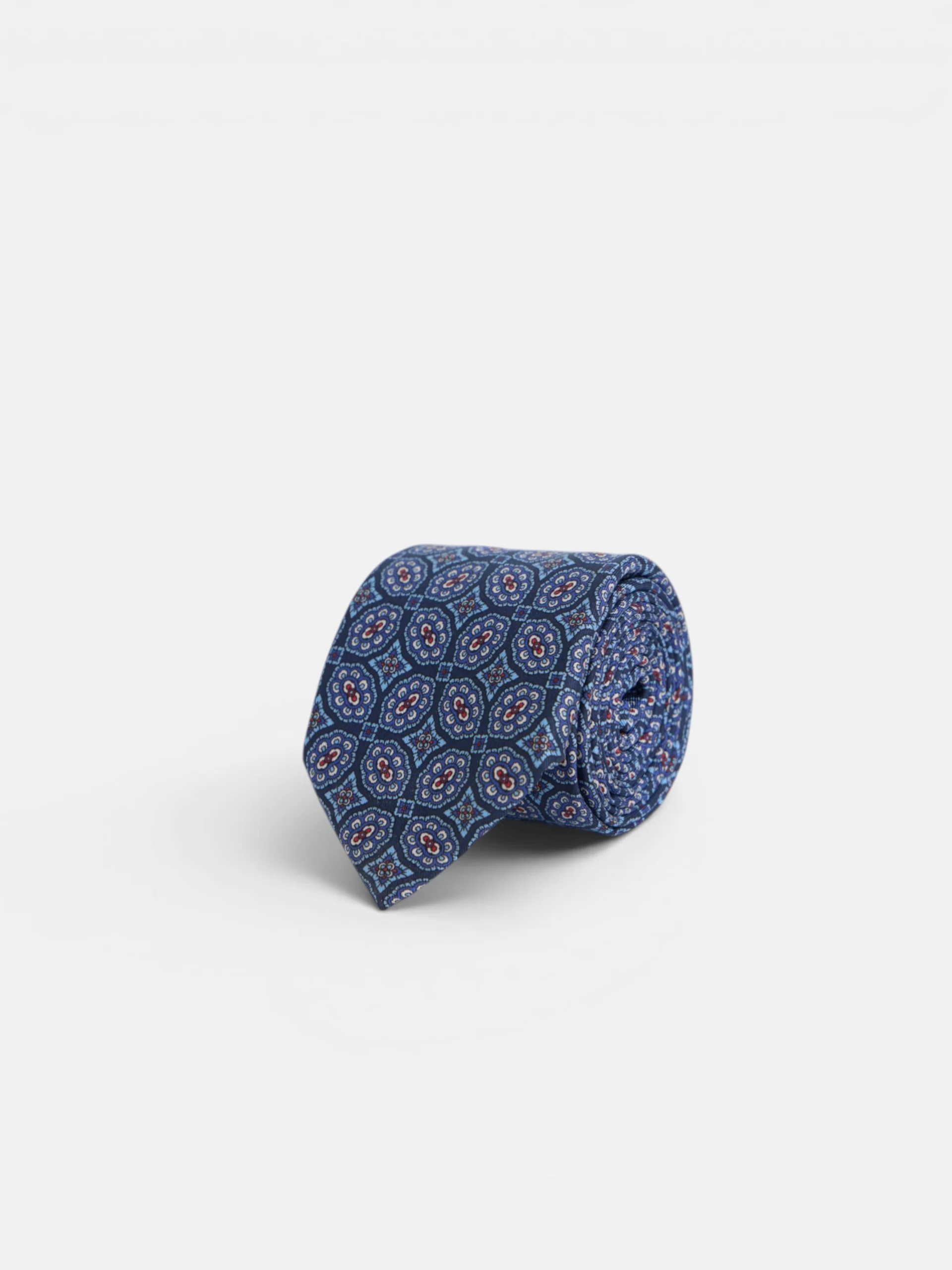 Corbata motivo azulejo azul marino