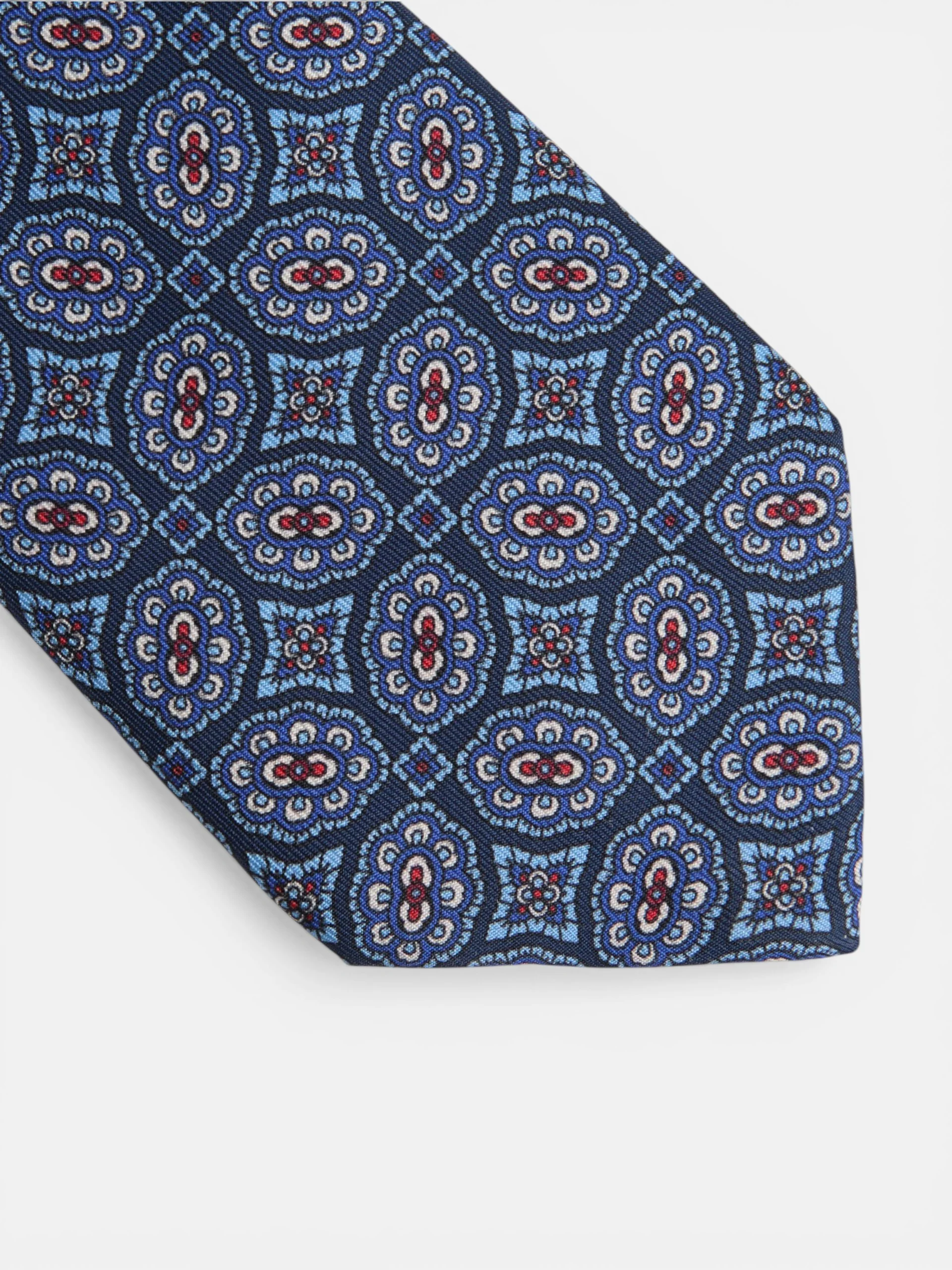 Corbata motivo azulejo azul marino - Image 3