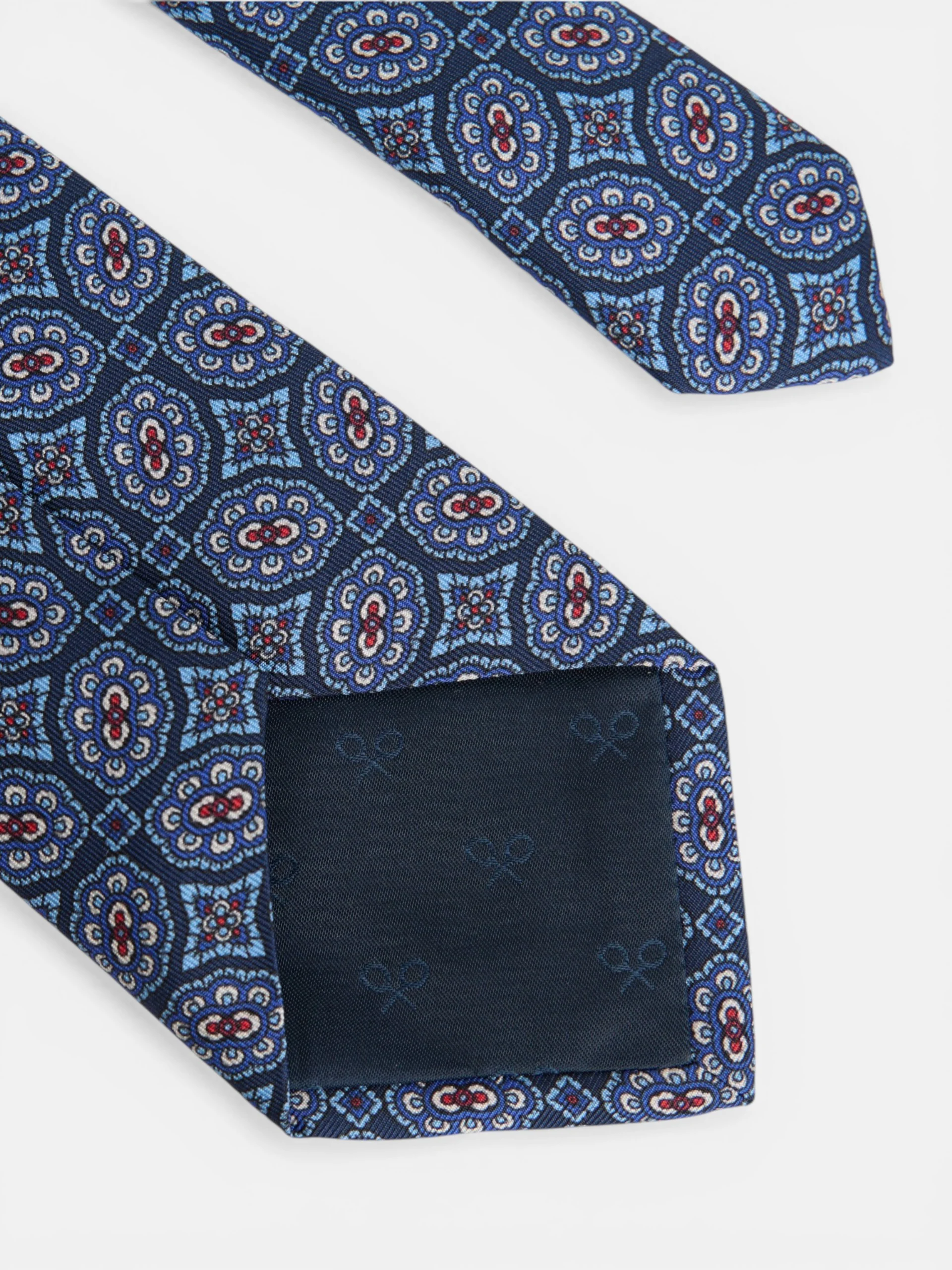 Corbata motivo azulejo azul marino - Image 4