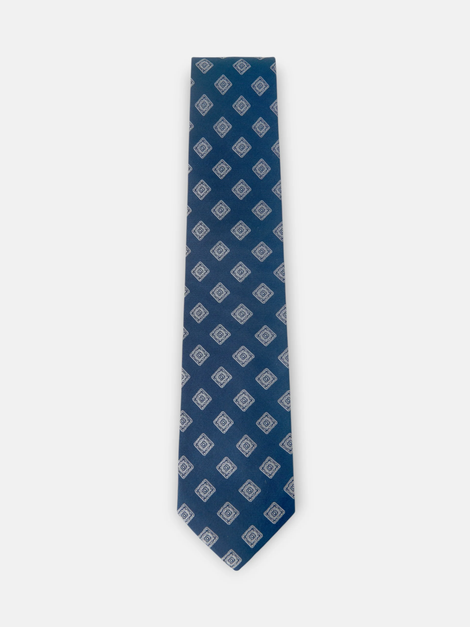 Corbata motivo azulejo azul marino - Image 4