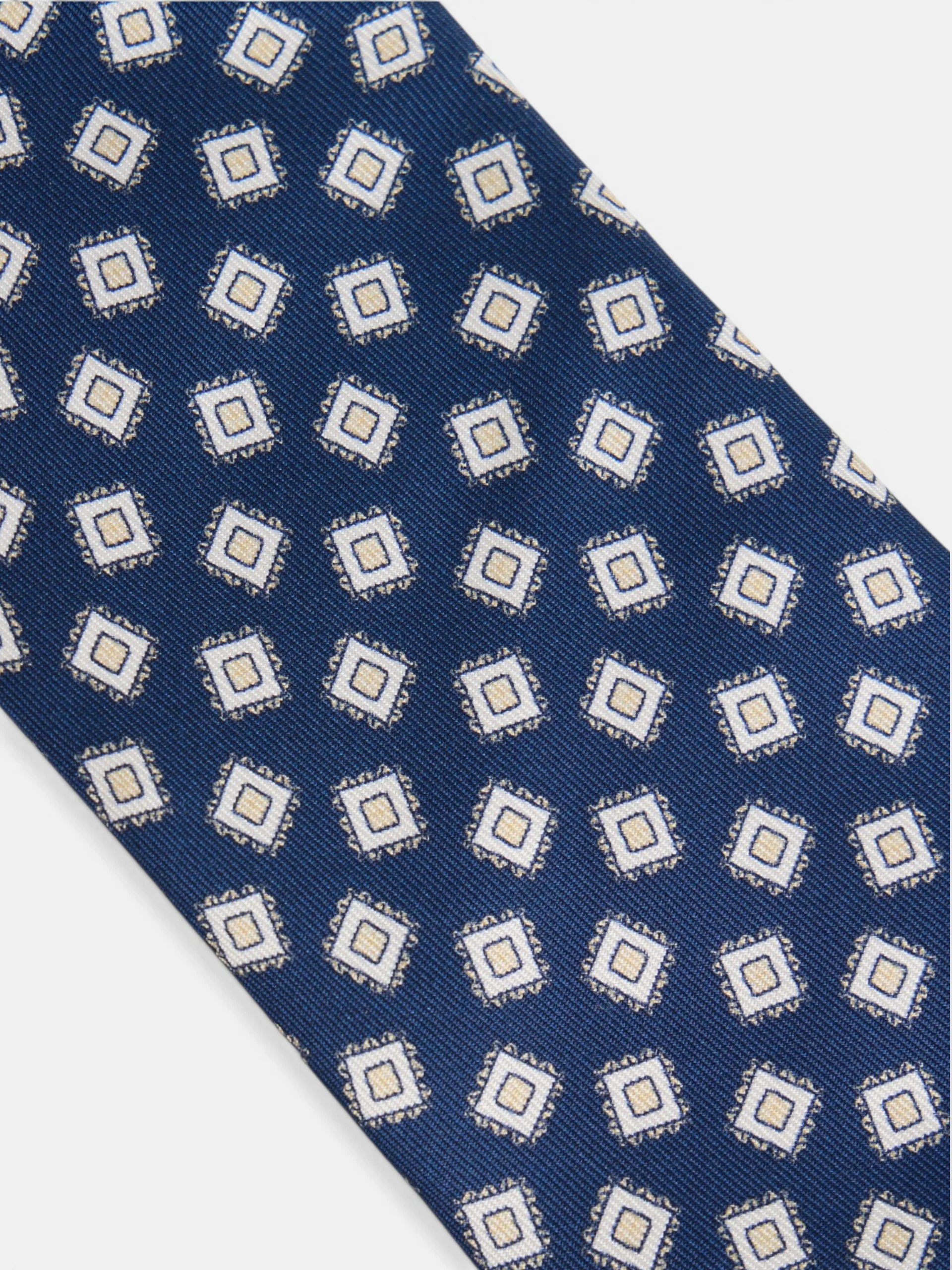 Corbata motivo cuadro irregular azul marino - Image 2