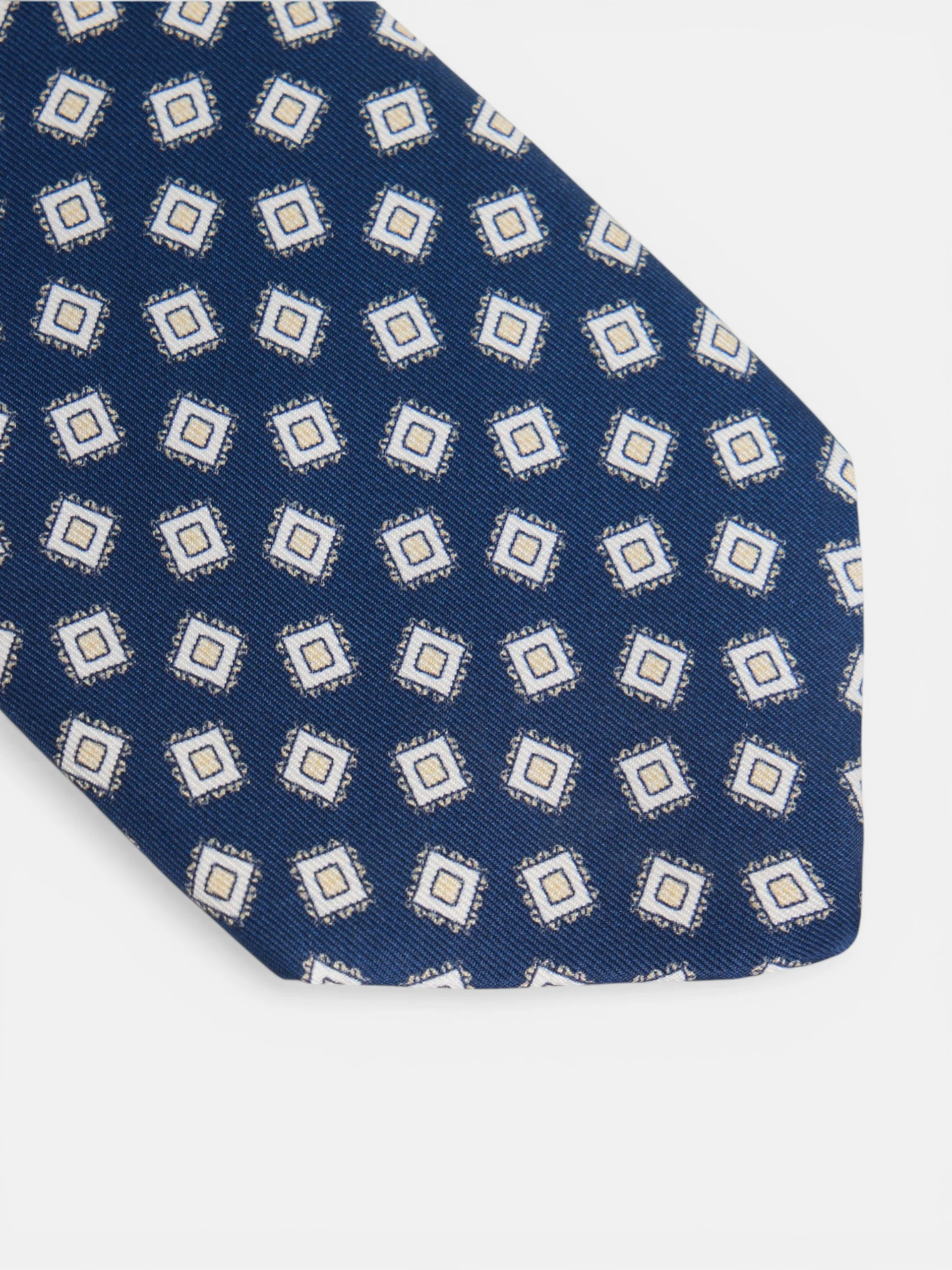 Corbata motivo cuadro irregular azul marino - Image 3
