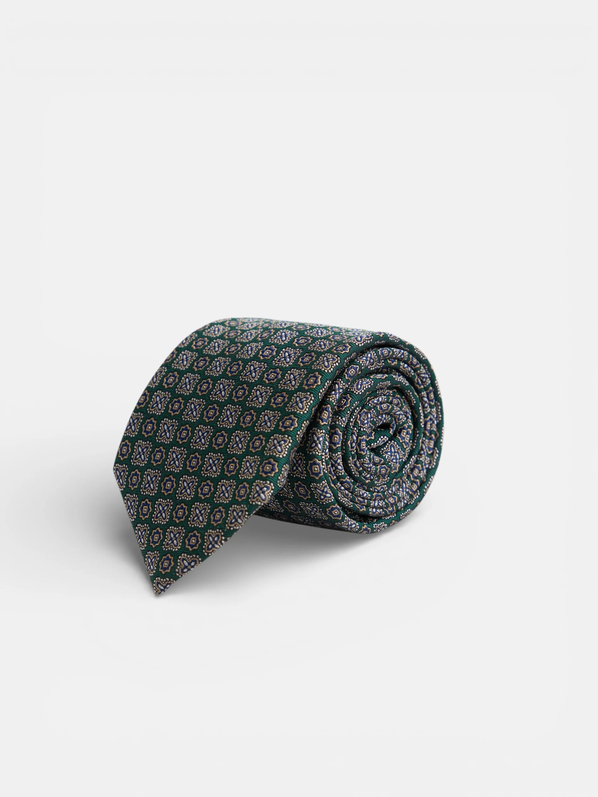 Corbata motivo flor verde