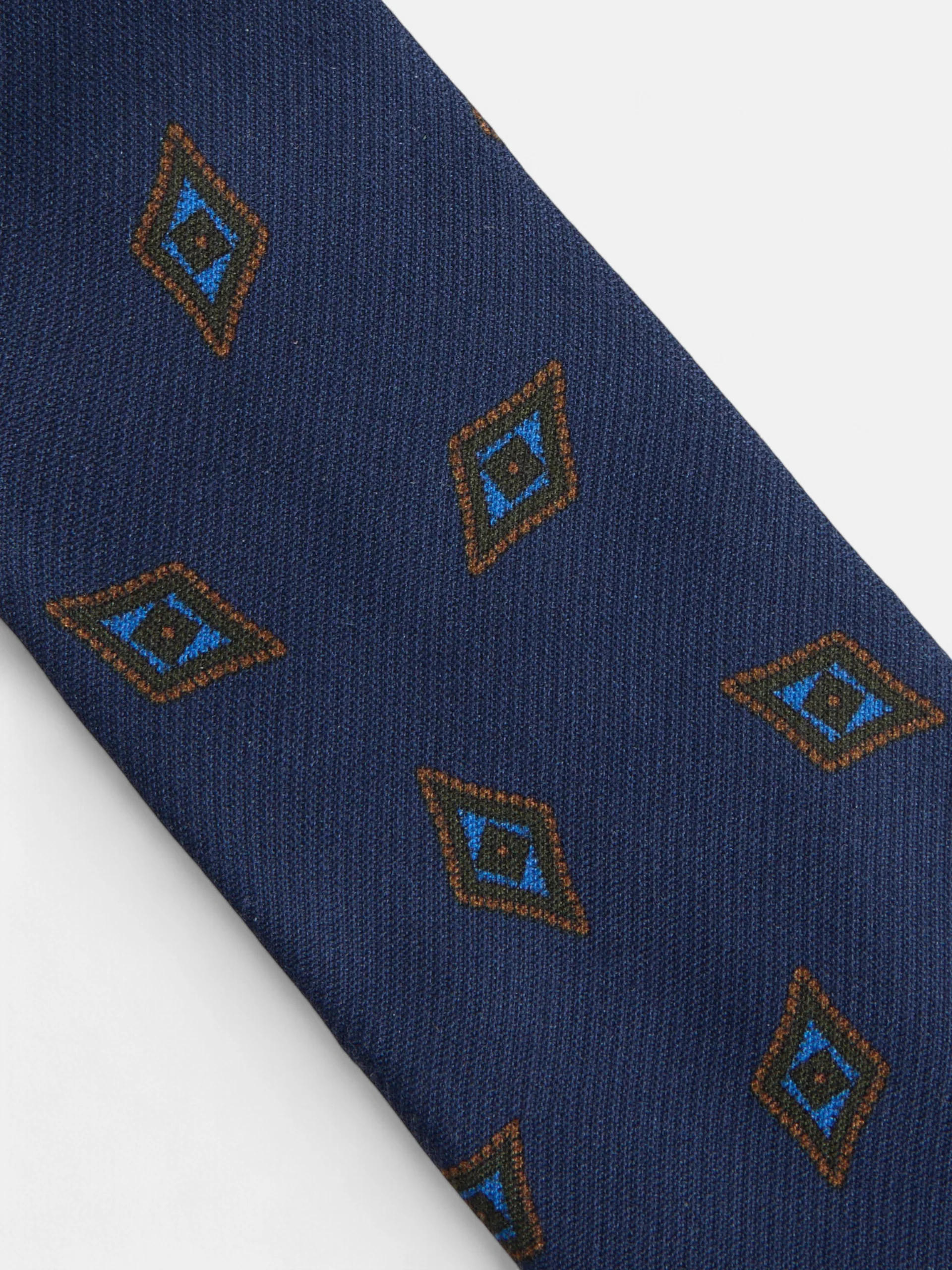 Corbata motivo rombo azul marino - Image 2
