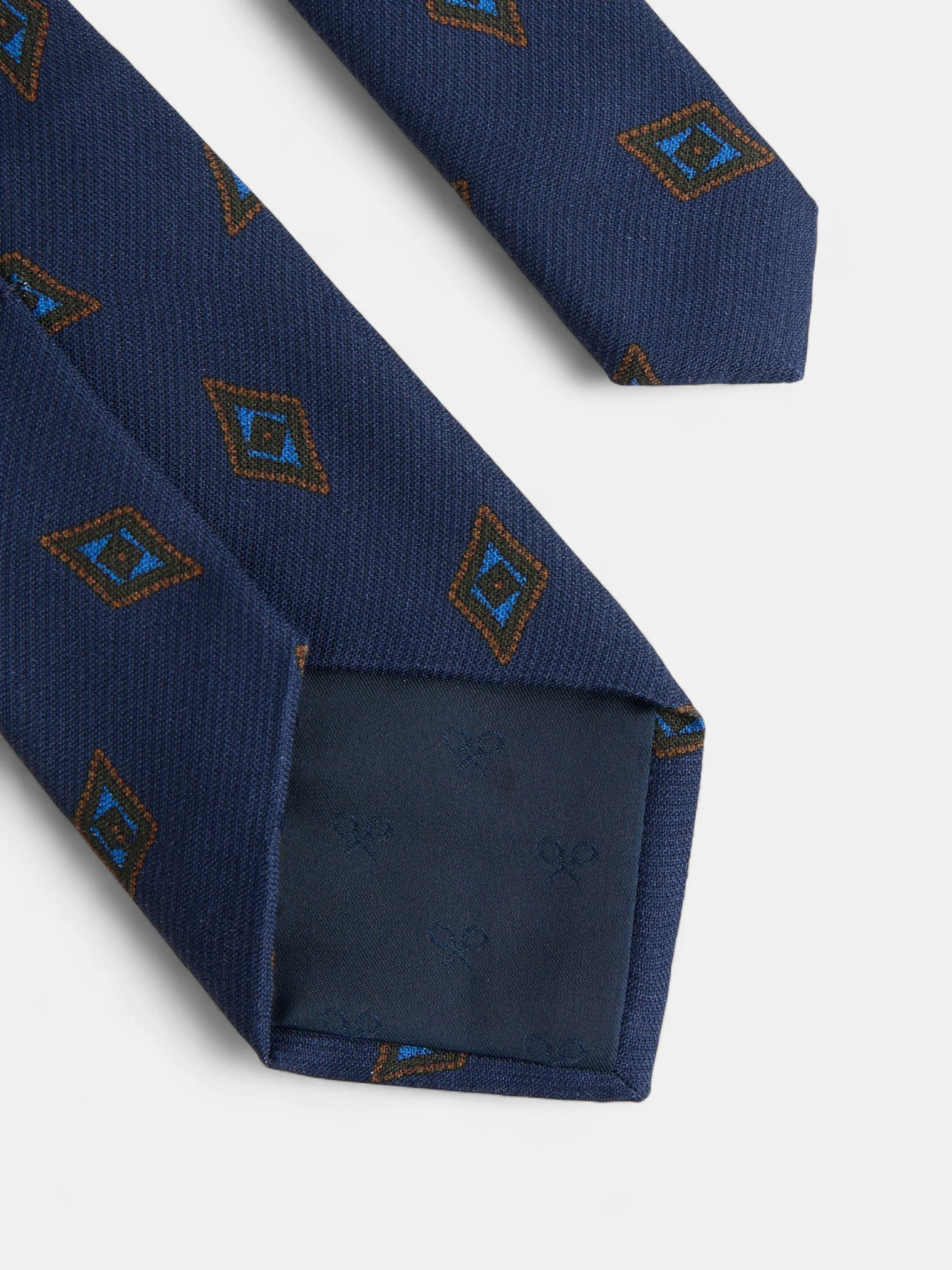Corbata motivo rombo azul marino - Image 3