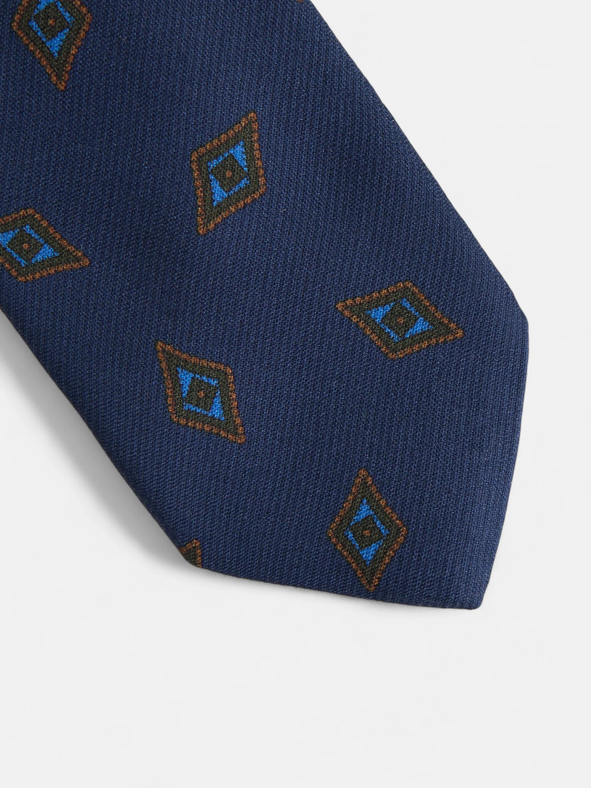 Corbata motivo rombo azul marino - Image 4