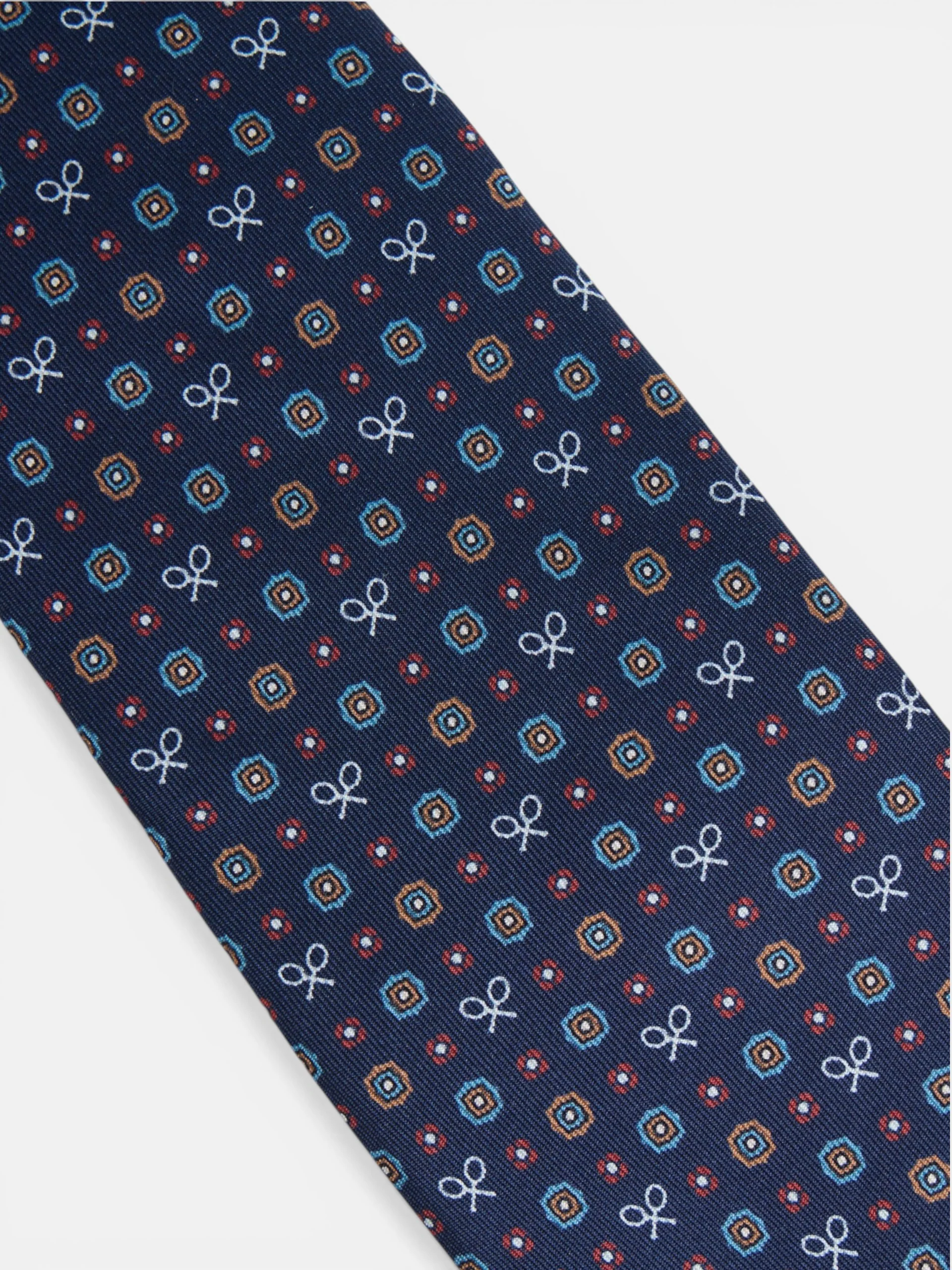 Corbata raquetas motivos geometricos azul marino - Image 2