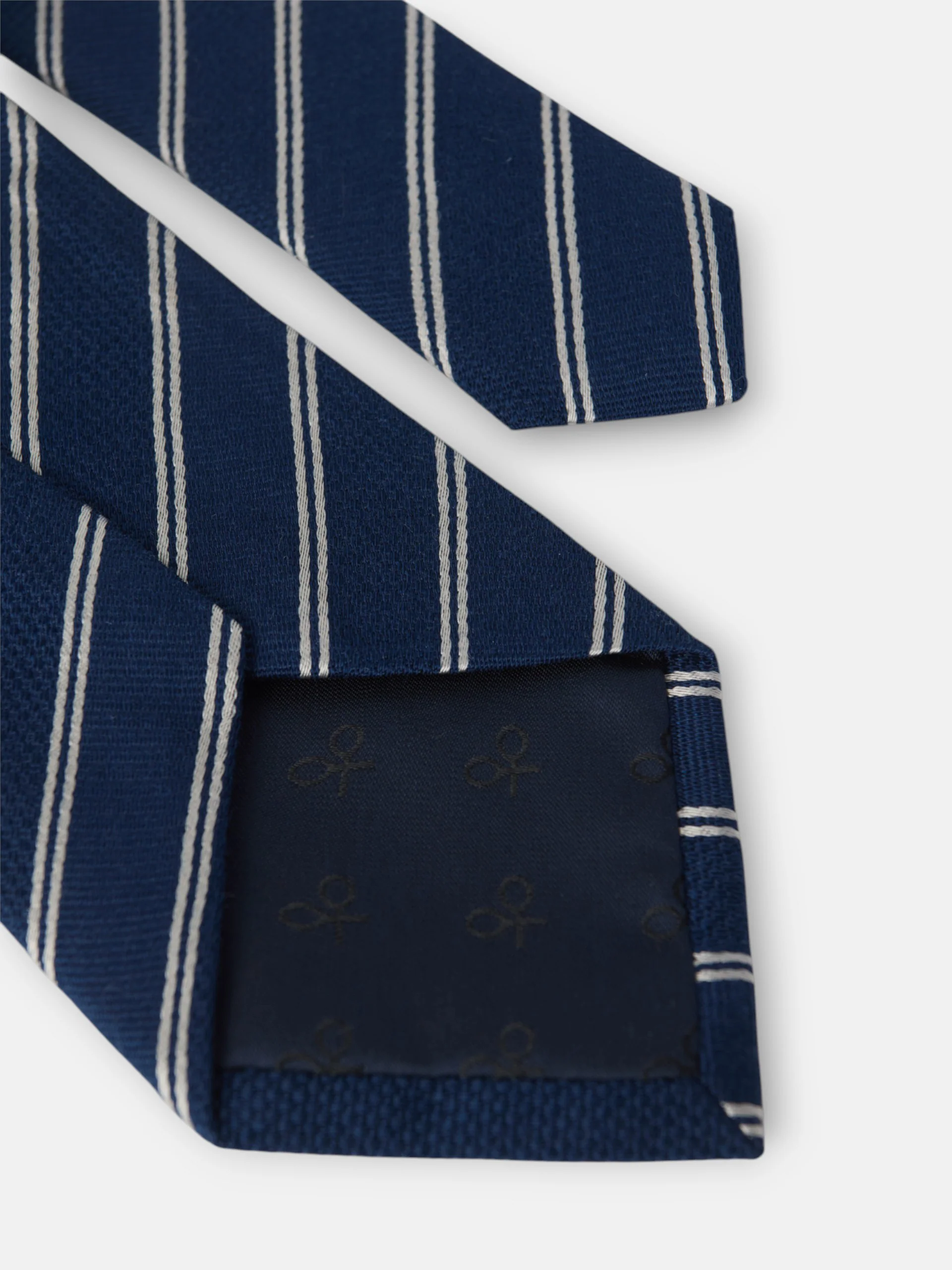 Corbata raya doble raqueta azul marino - Image 4