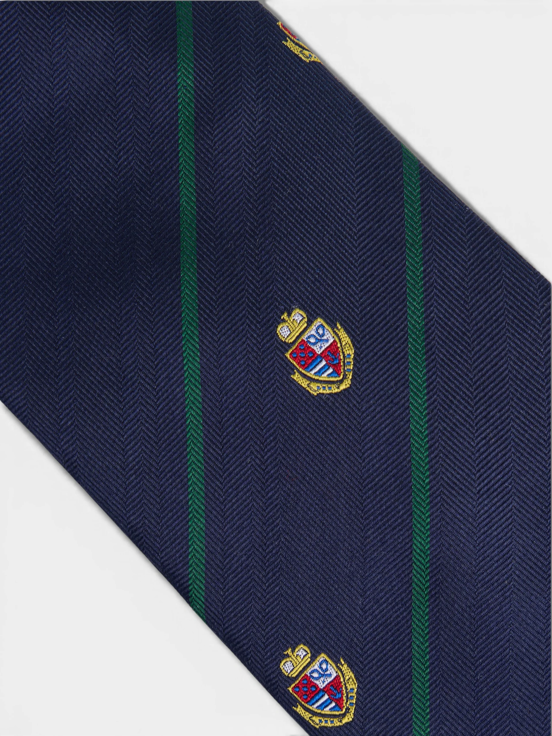 Corbata rayas escudos azul marino - Image 2