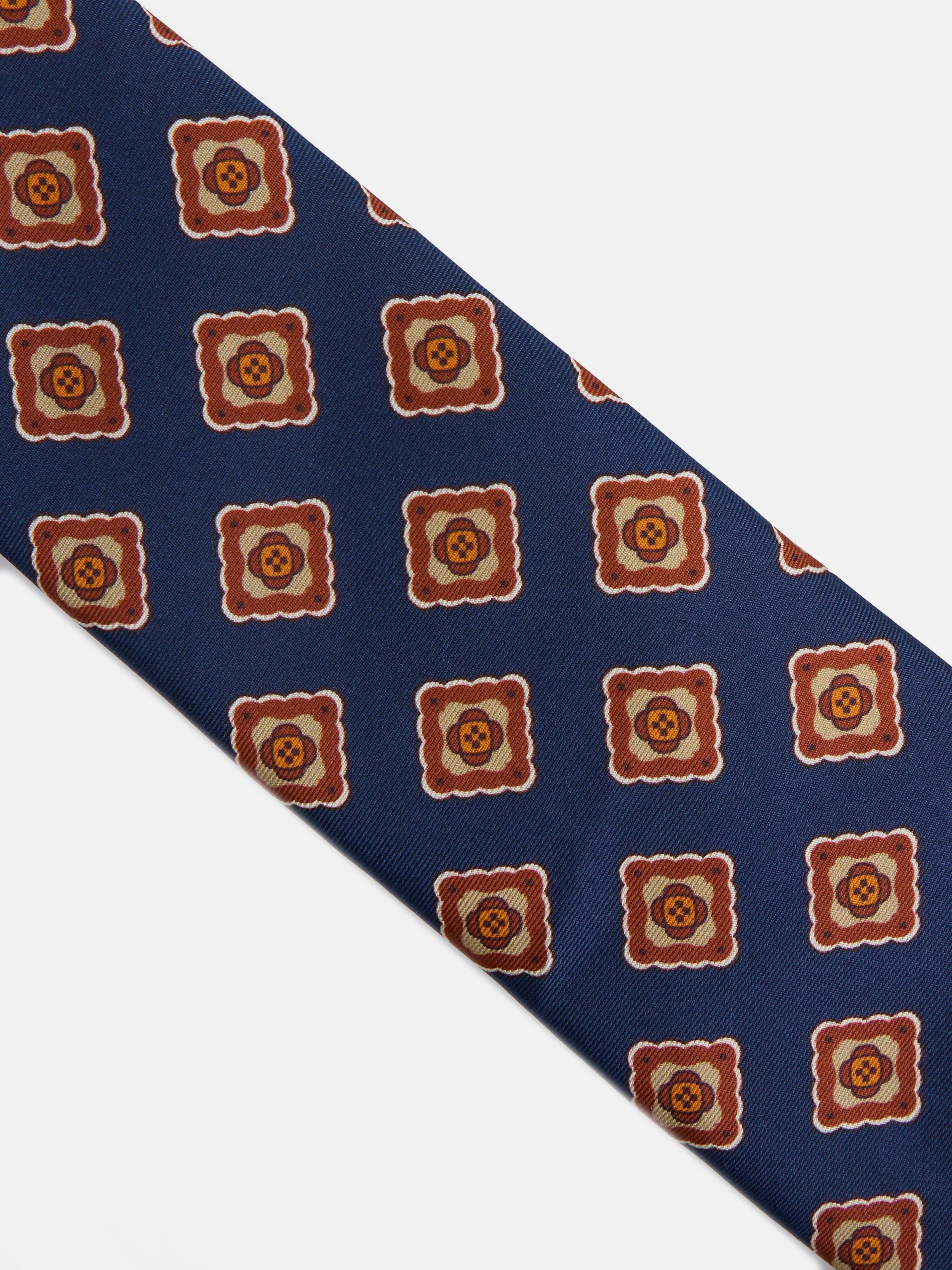 Corbata seda estampado azulejo azul - Image 2