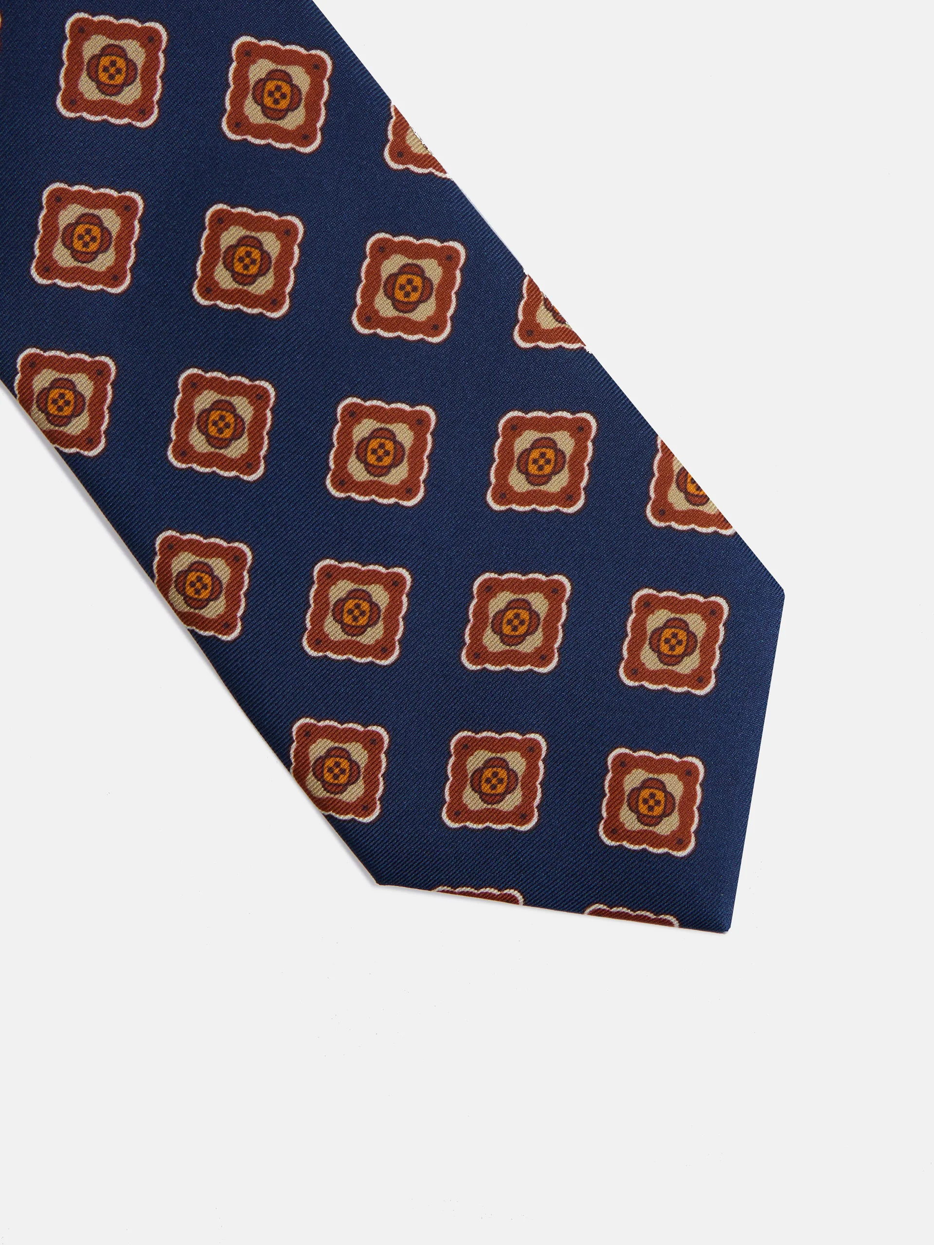Corbata seda estampado azulejo azul - Image 3