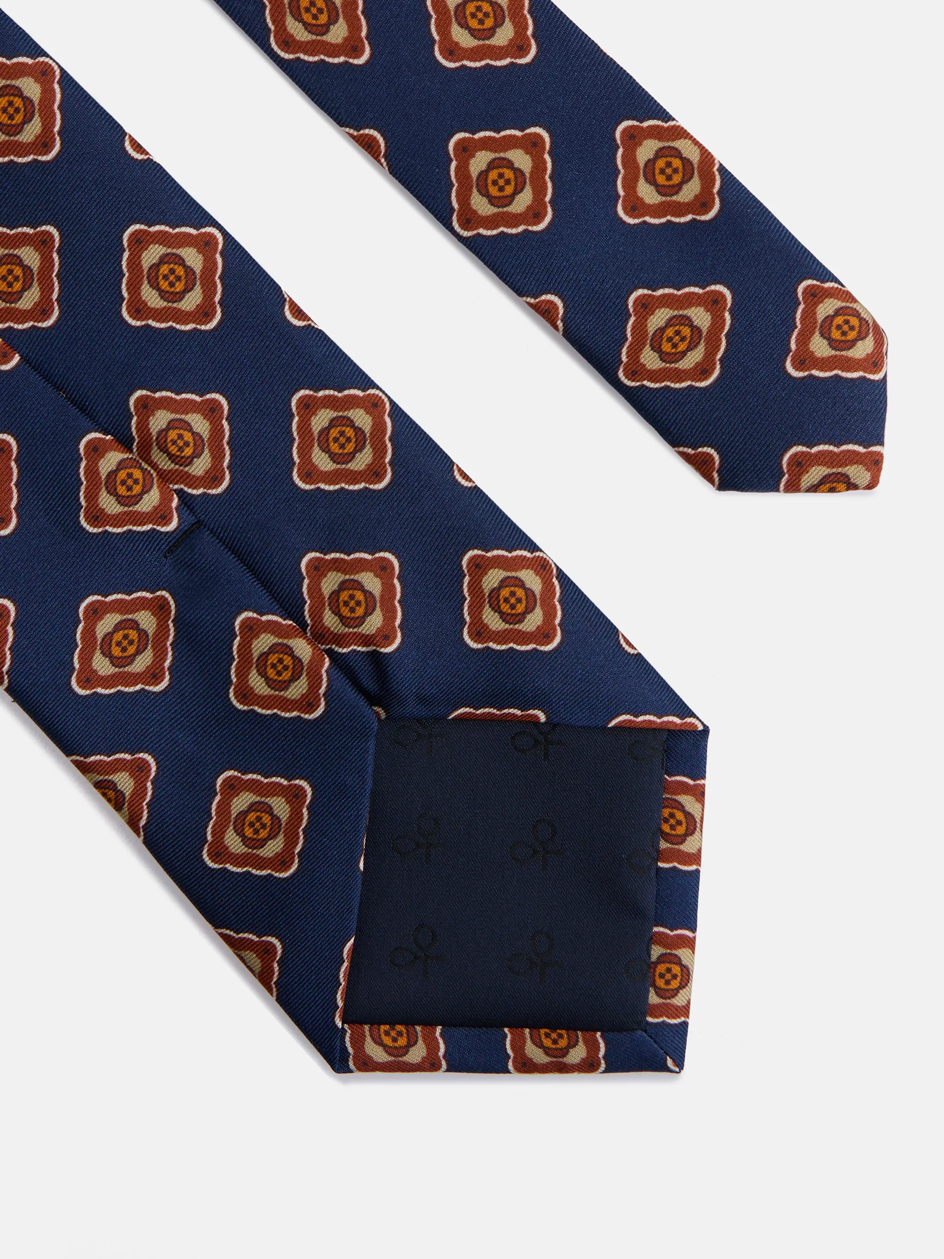Corbata seda estampado azulejo azul - Image 4
