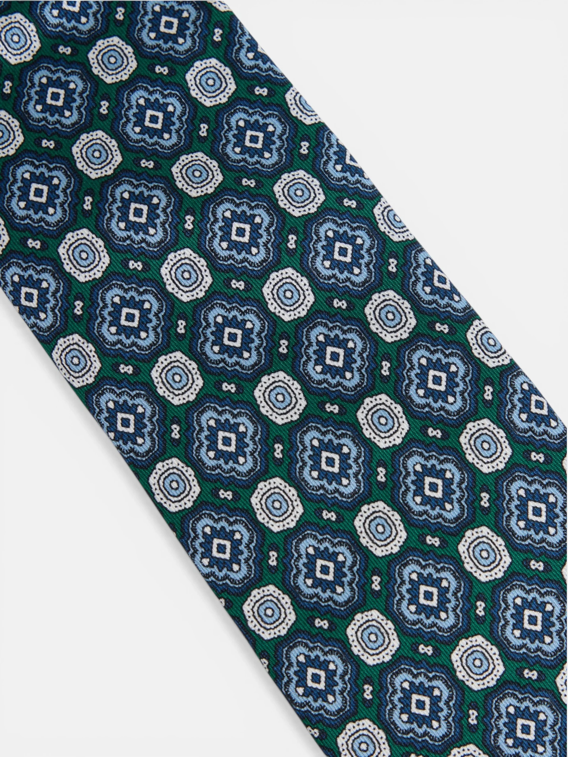 Corbata seda motivo azulejo verde - Image 2