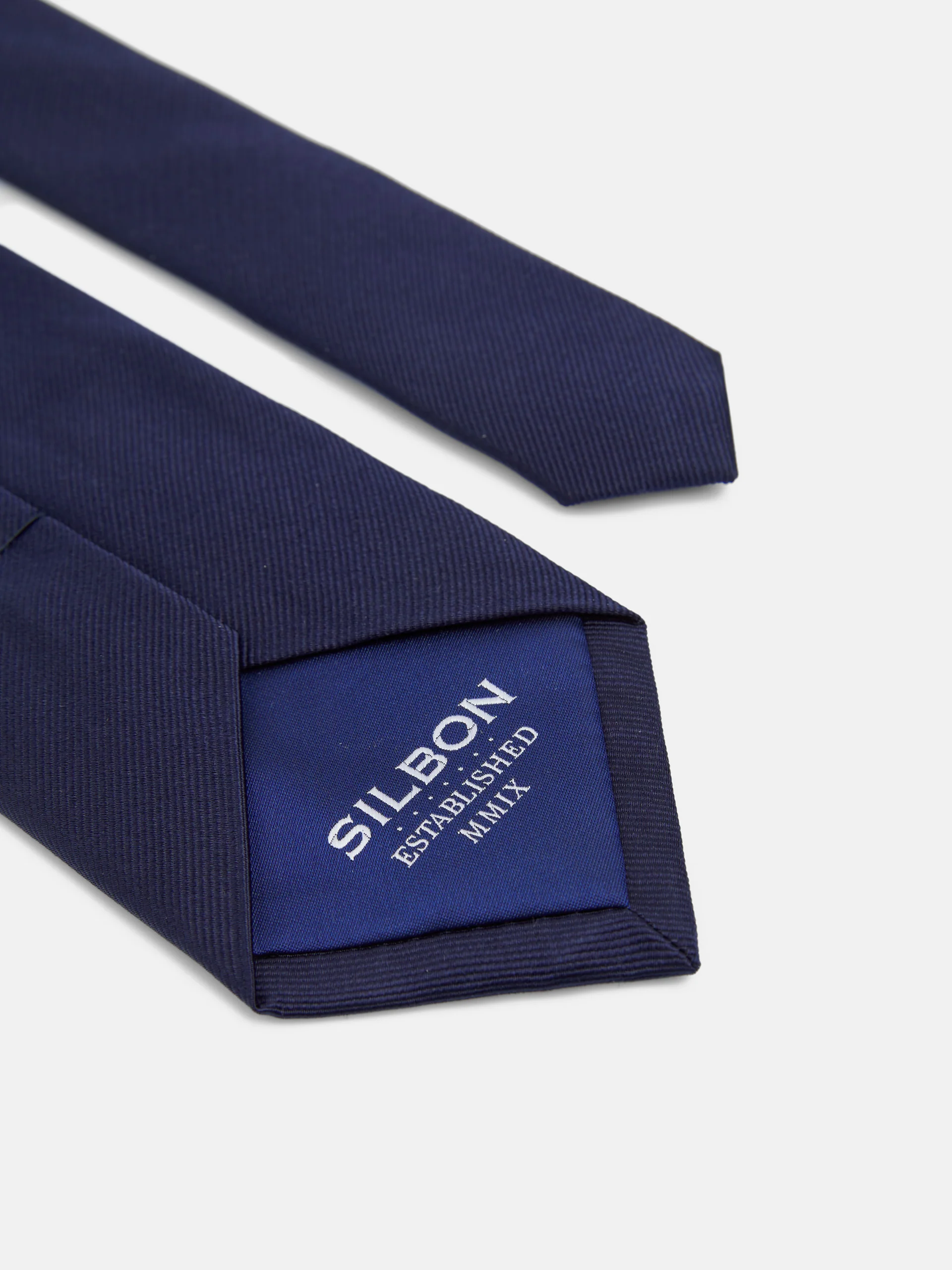 Corbata silbon lisa azul marino - Image 4