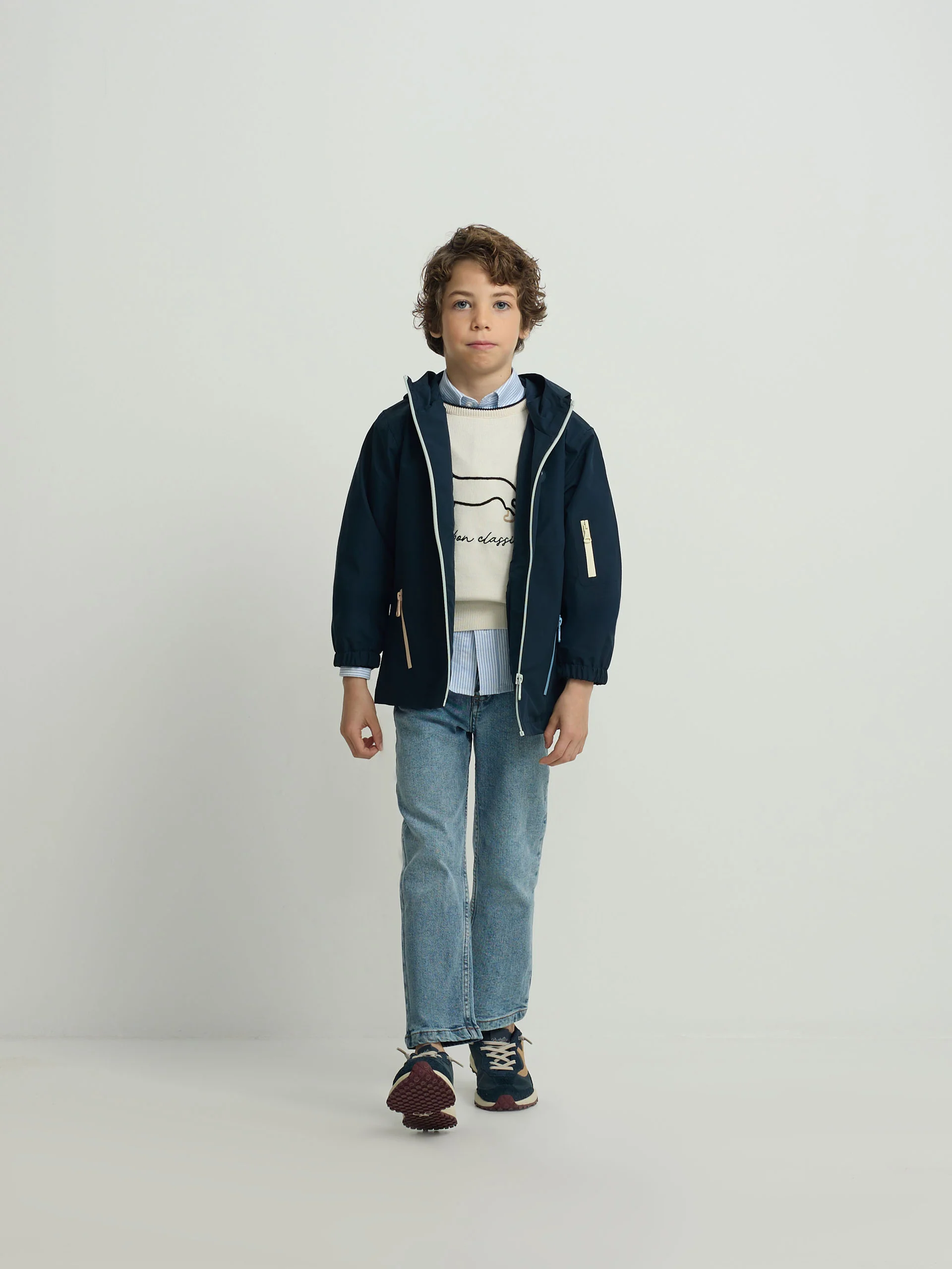 Cortavientos kids cremallera multicolor azul marino - Image 4