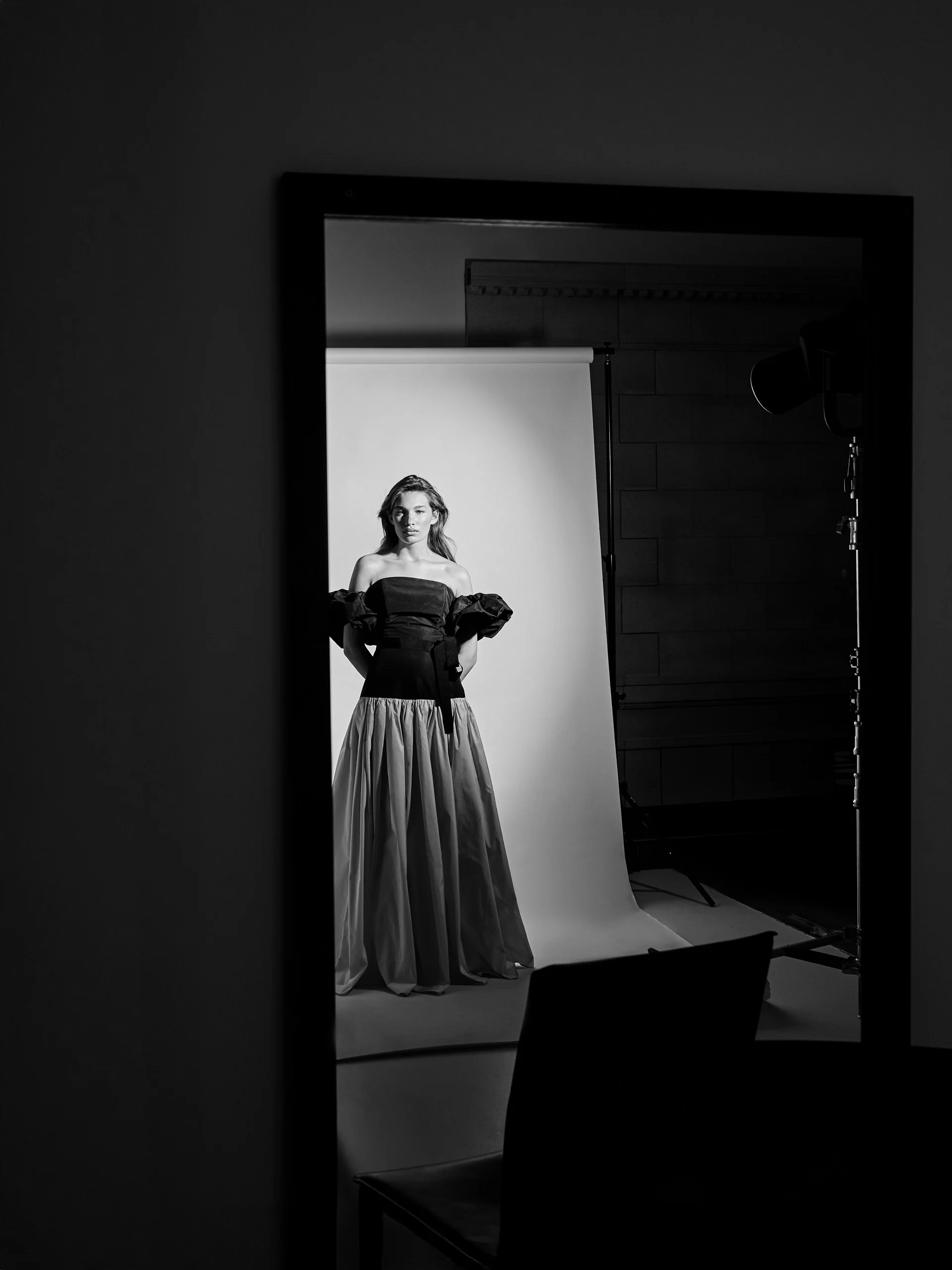 Falda CaprilexSilbon tafeta vainilla y negro - Image 7