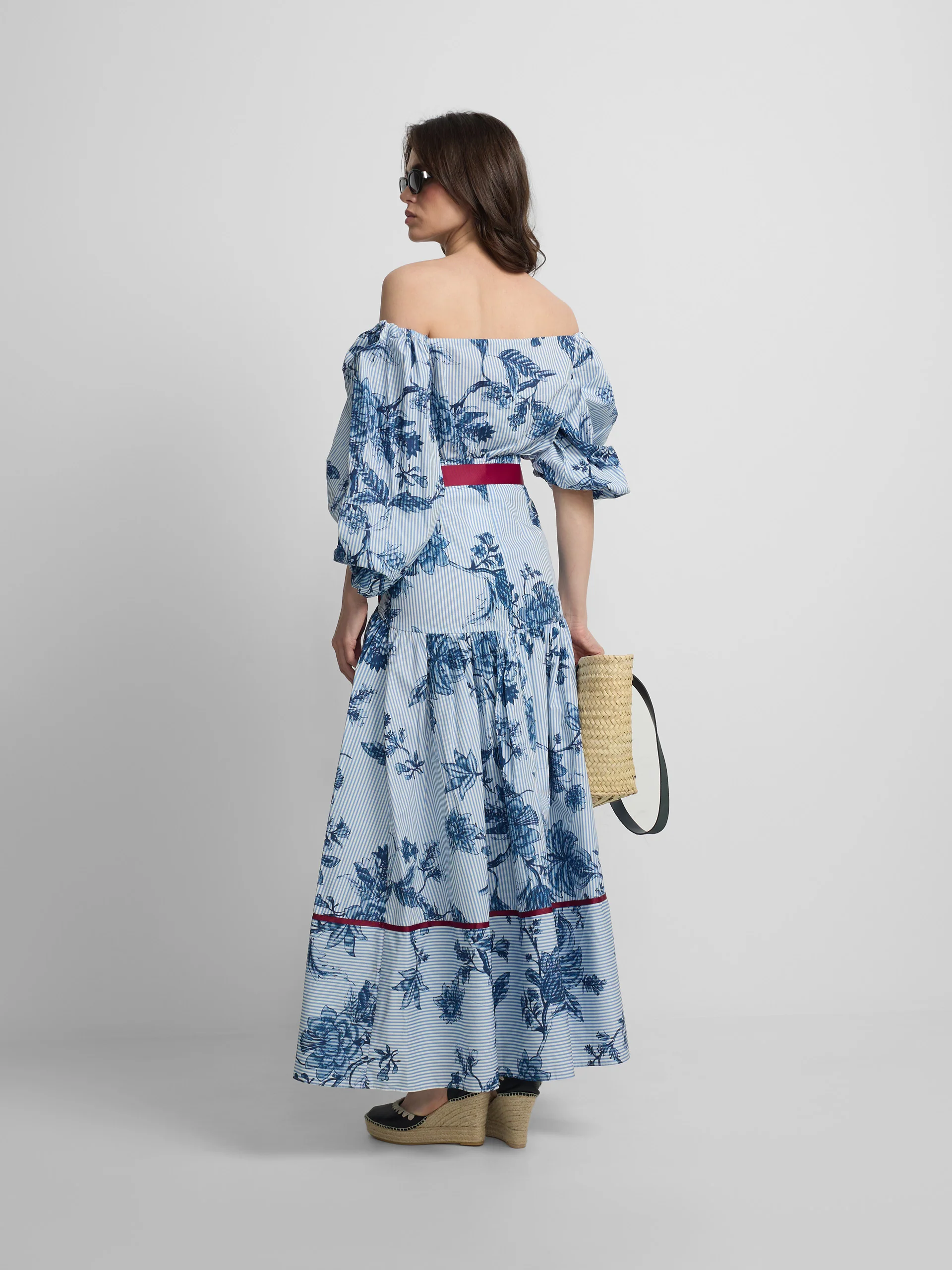 Falda larga estampado rayas celeste azules - Image 4