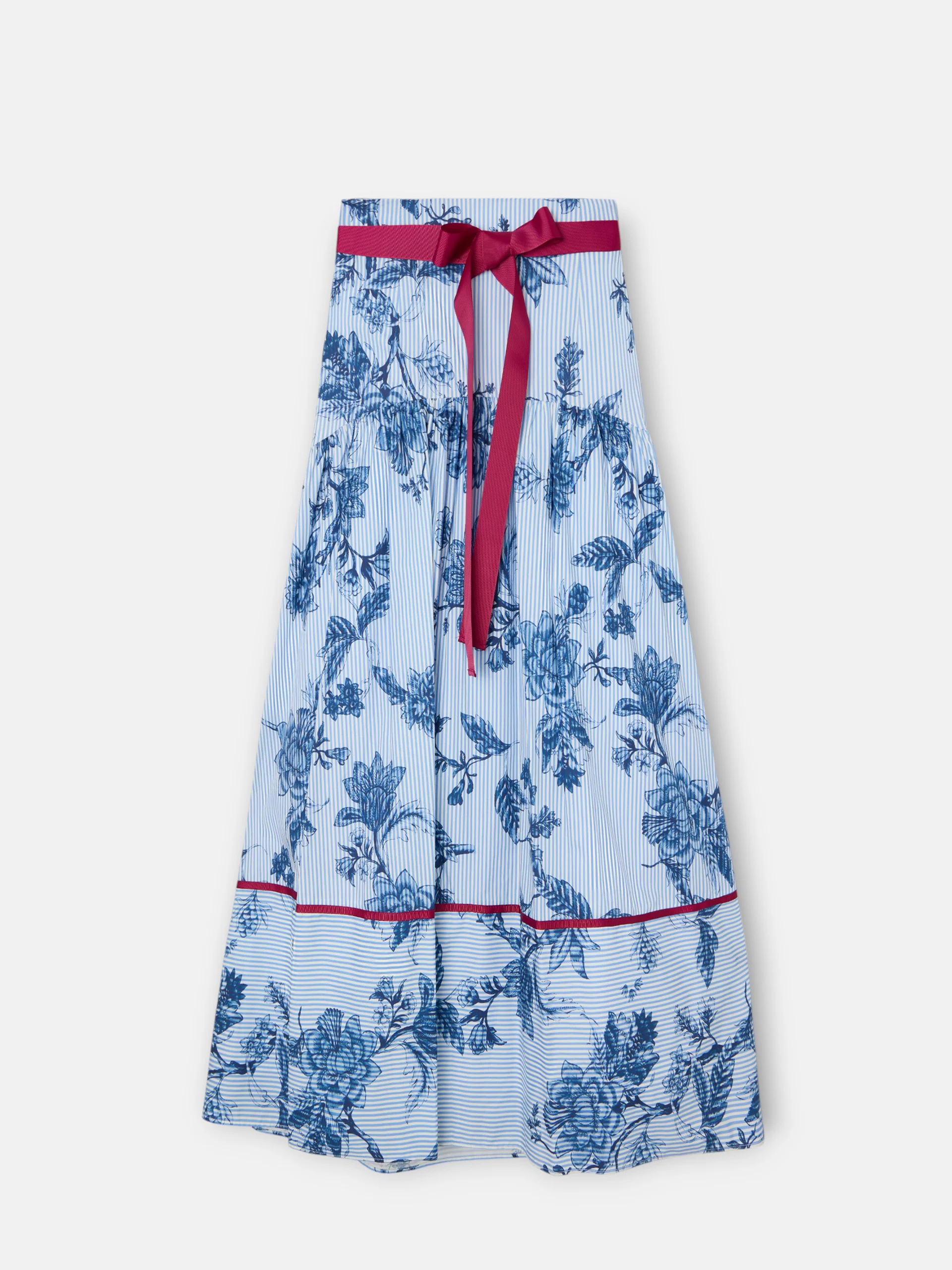 Falda larga estampado rayas celeste azules - Image 6