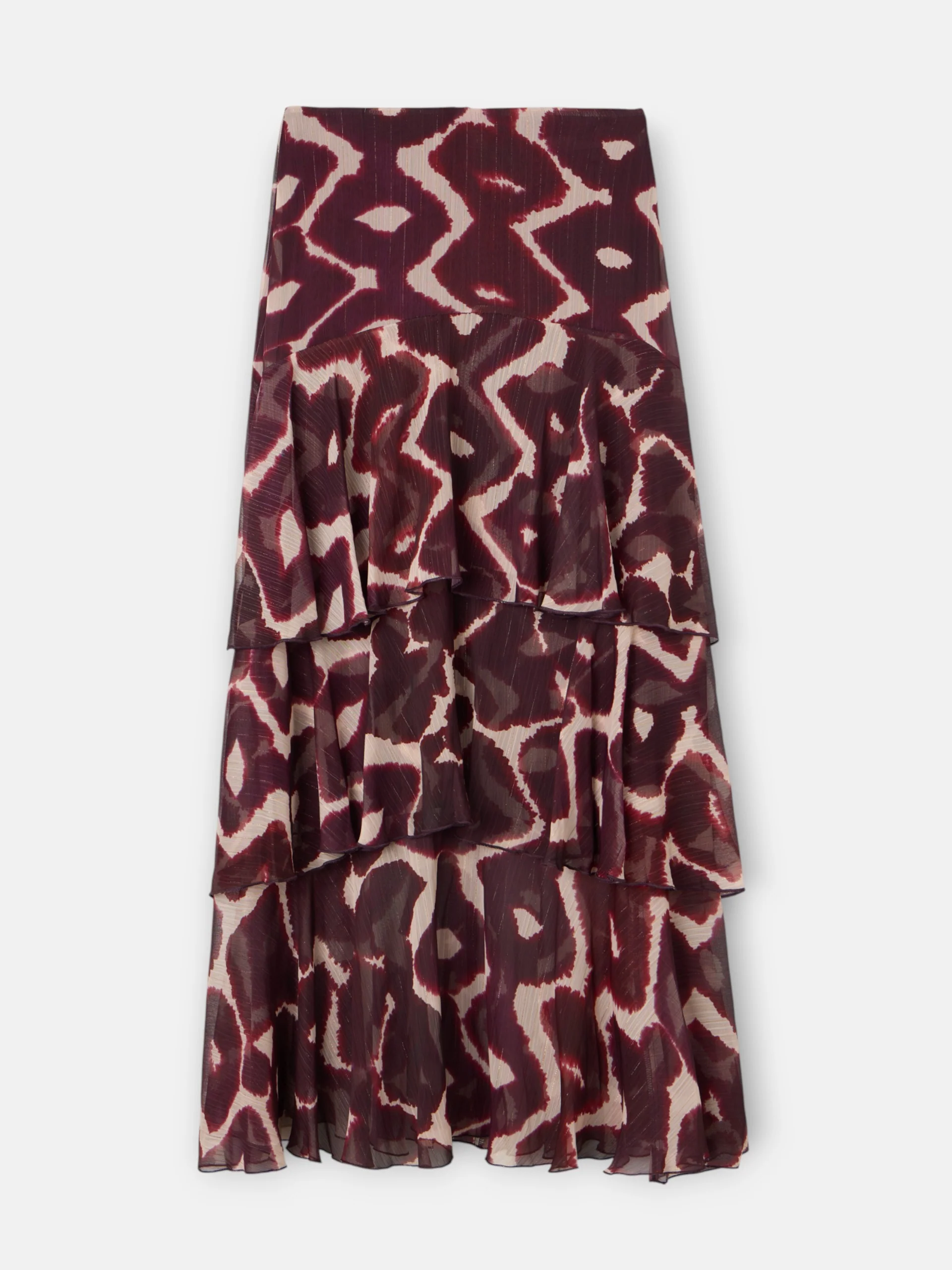 Falda larga volantes estampado marrones - Image 7