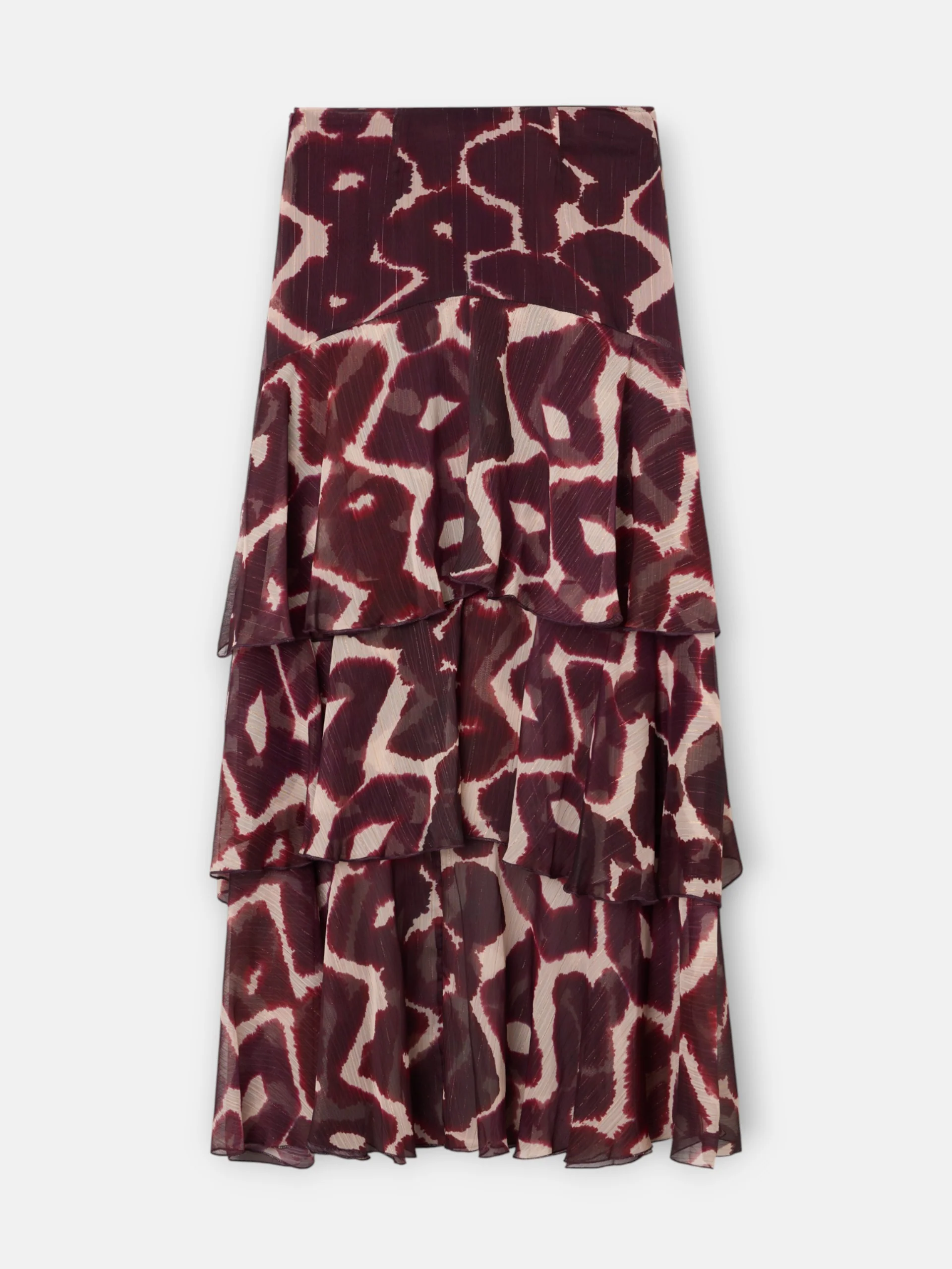 Falda larga volantes estampado marrones - Image 9