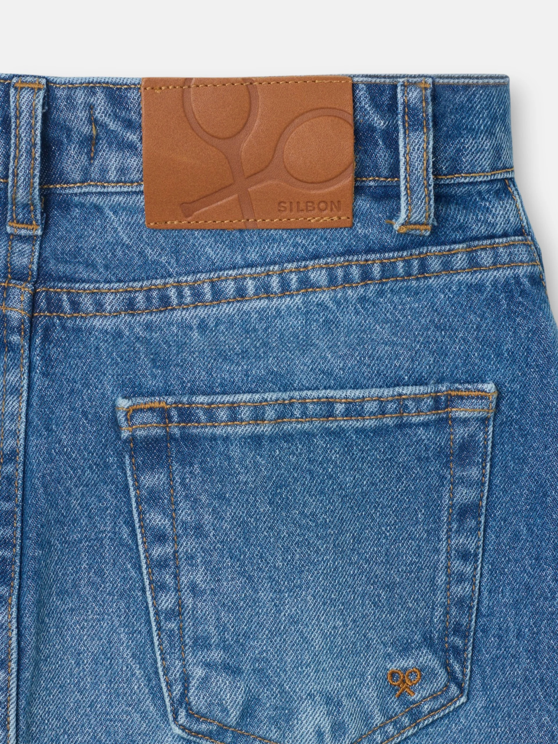 Falda midi recta abertura lateral denim - Image 4