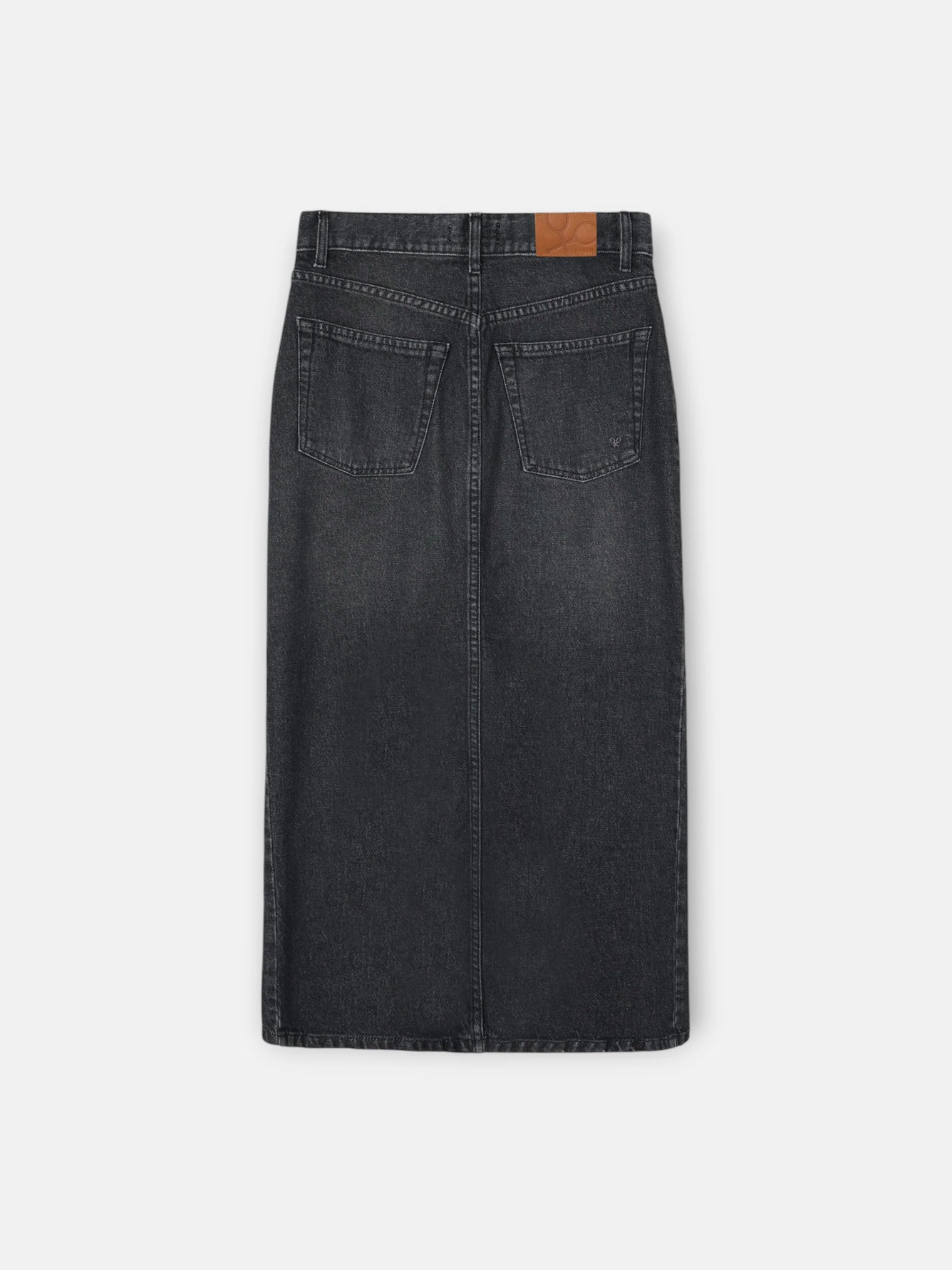 Falda midi recta hebilla denim gris - Image 8