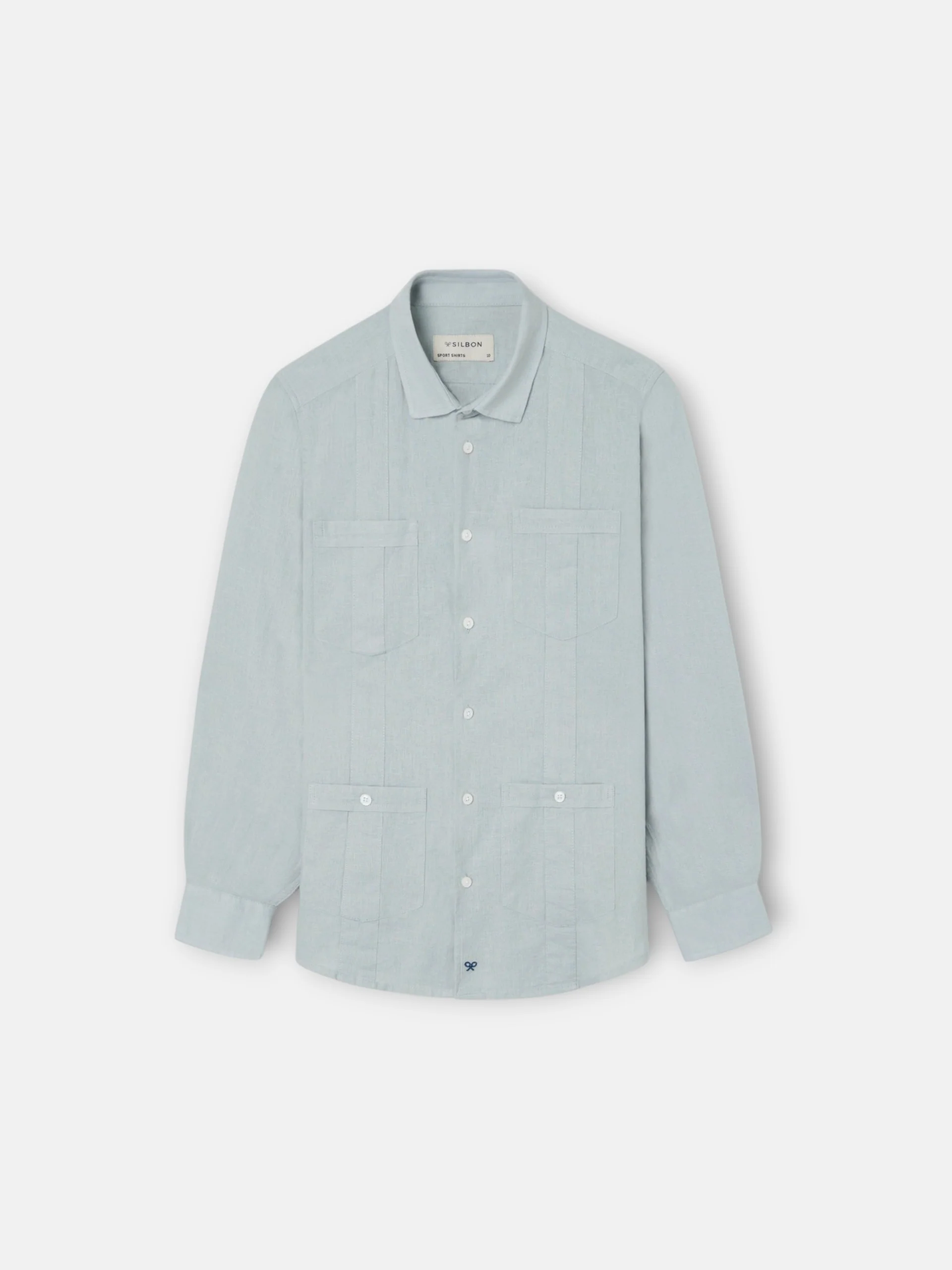 Guayabera sport kids lino verde claro - Image 8