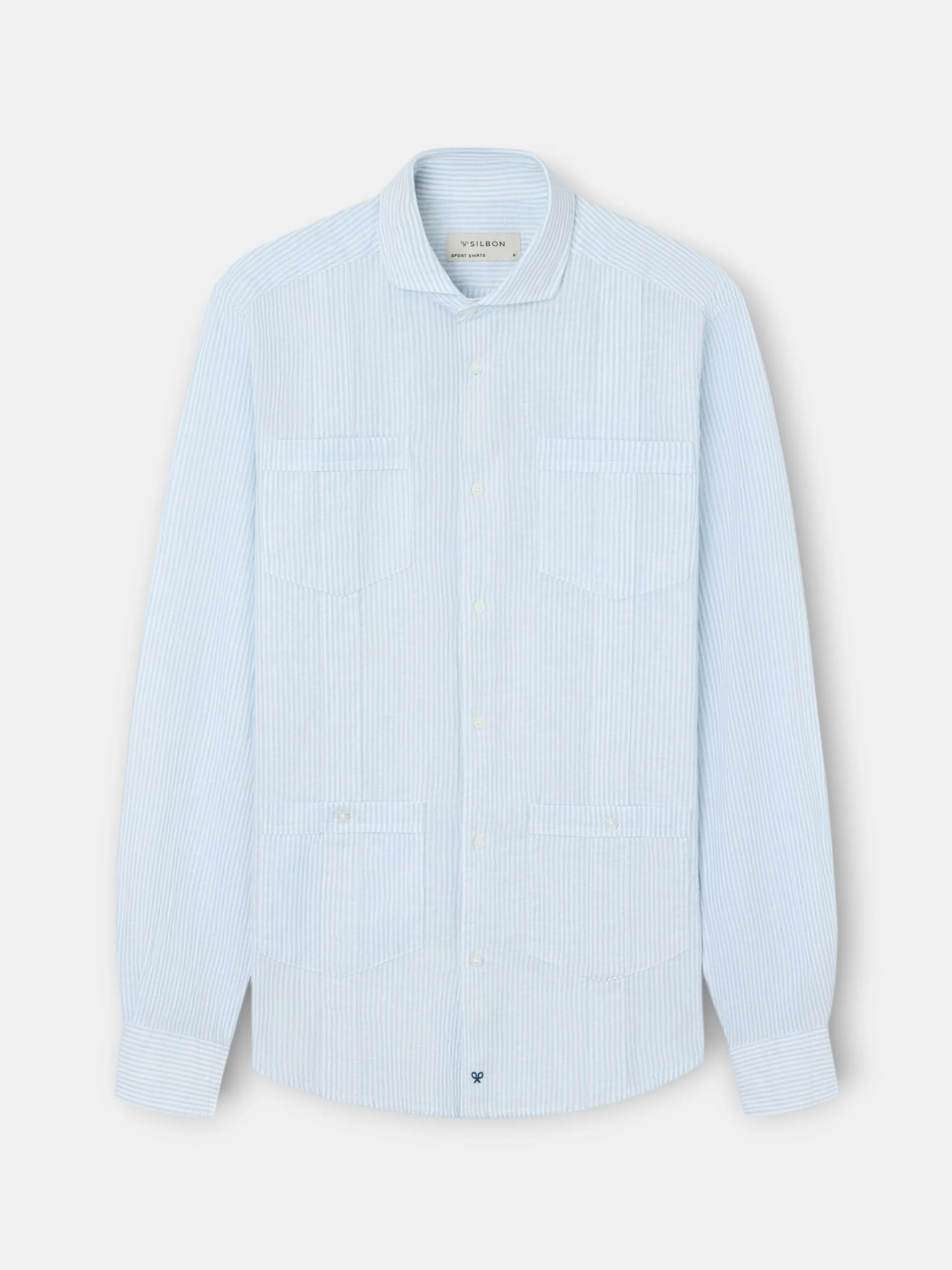 Guayabera sport lino rayas verdes - Image 5