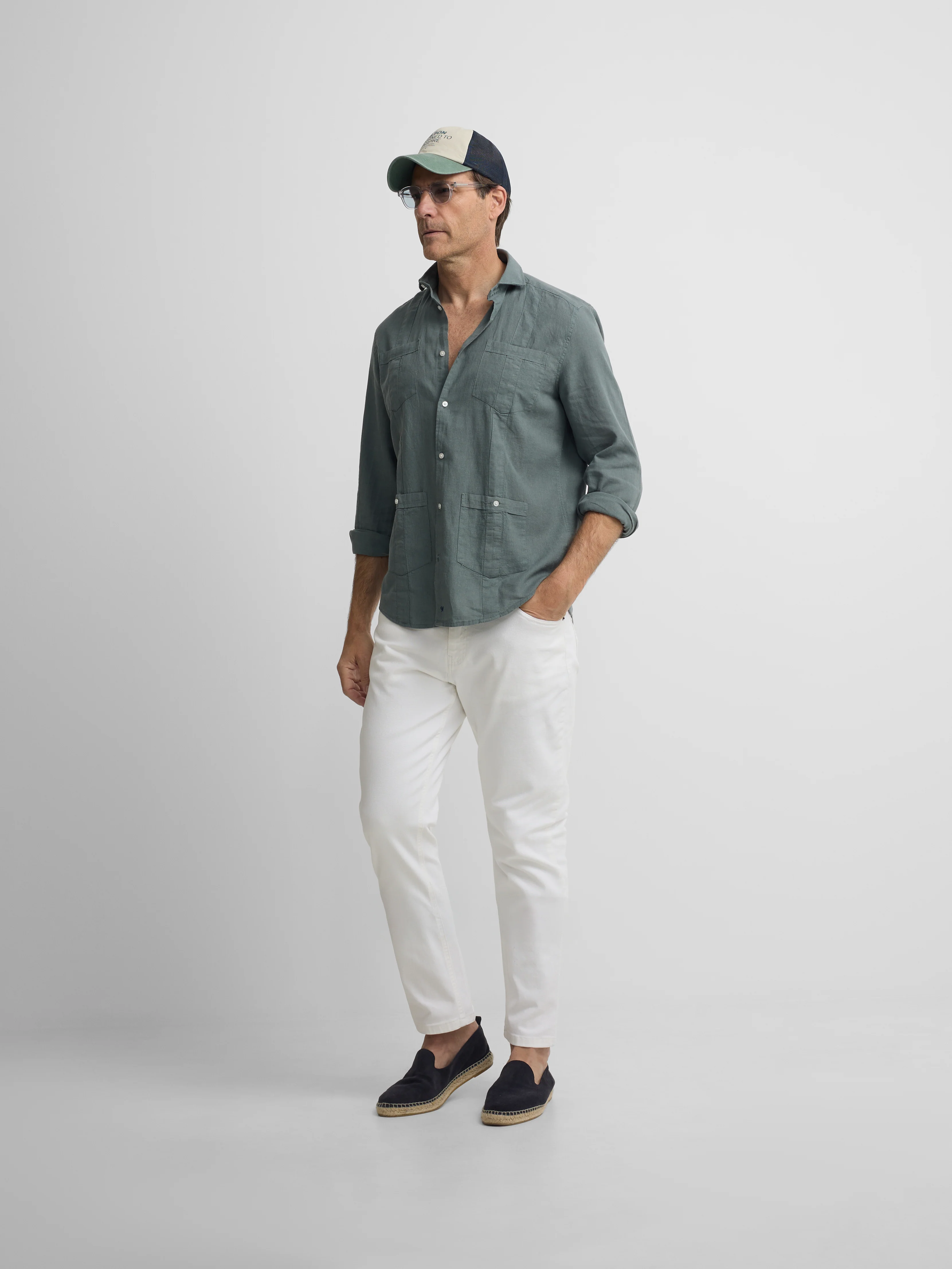 Guayabera sport lino verde - Image 4