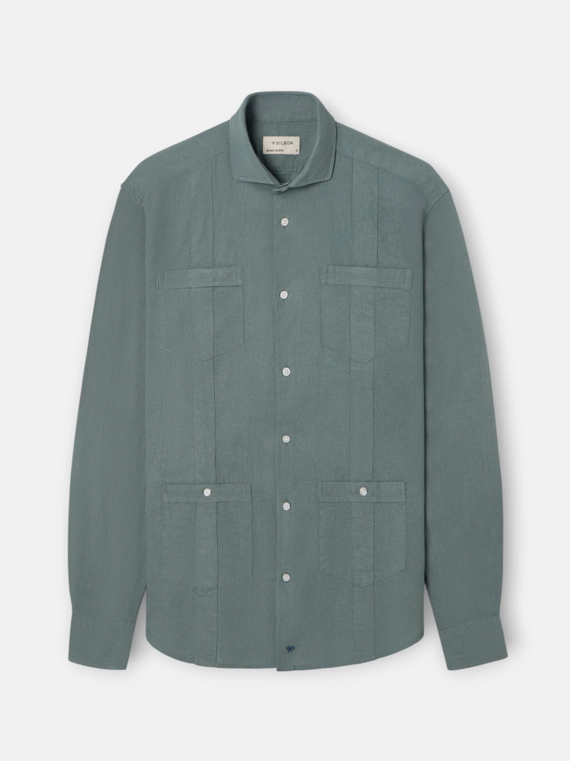 Guayabera sport lino verde - Image 5