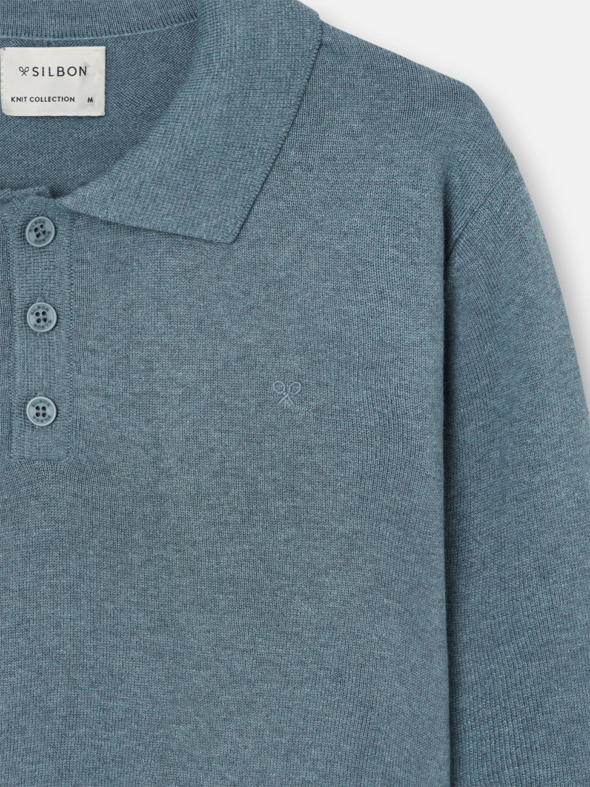 Jersey cuello polo azul petroleo - Image 2