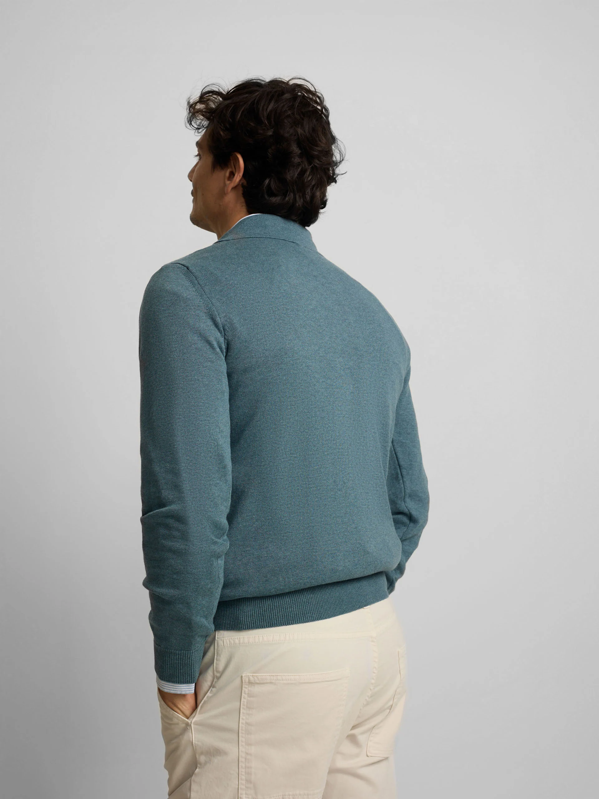 Jersey cuello polo azul petroleo - Image 9
