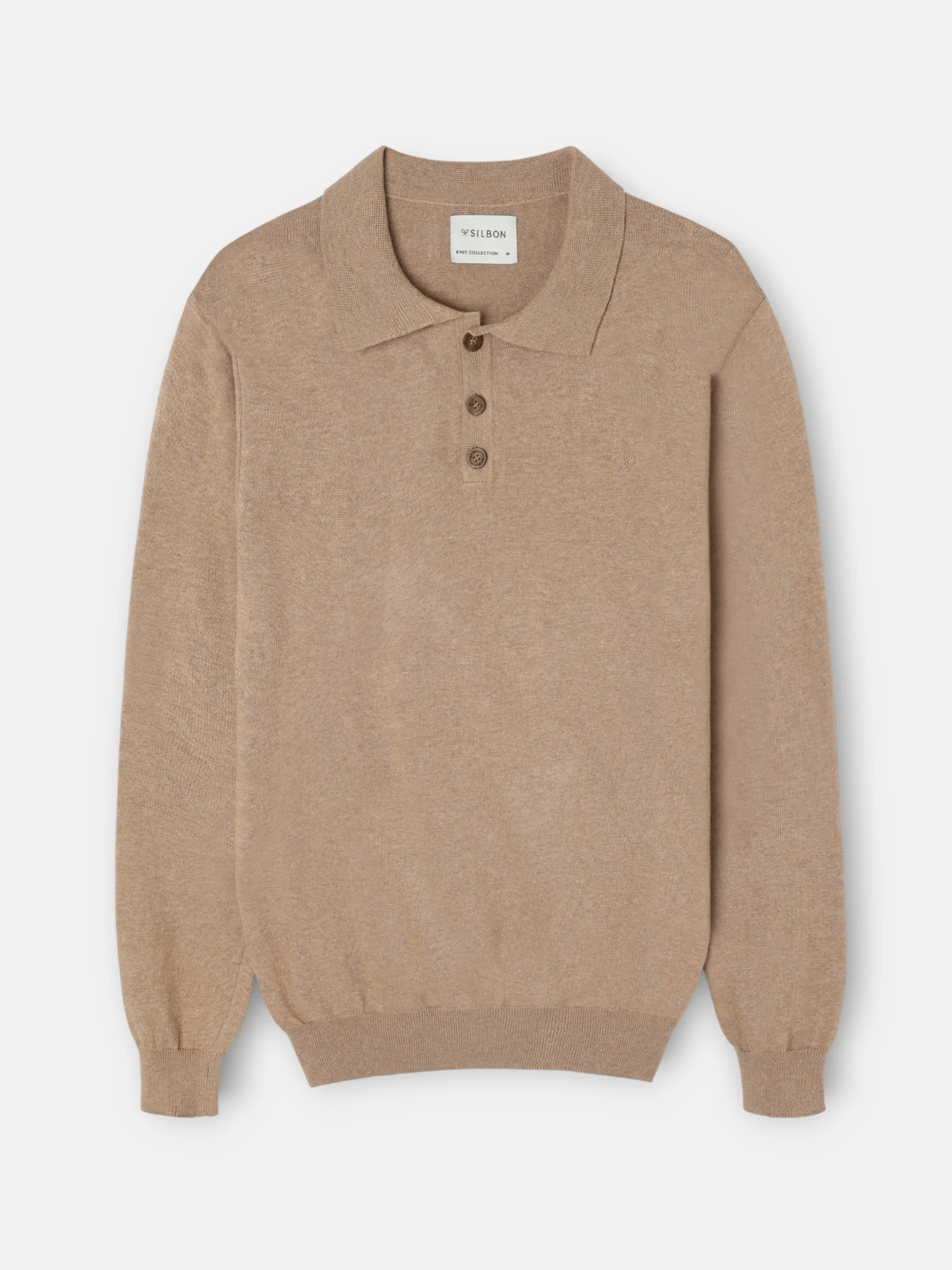Jersey cuello polo beige claro - Image 4
