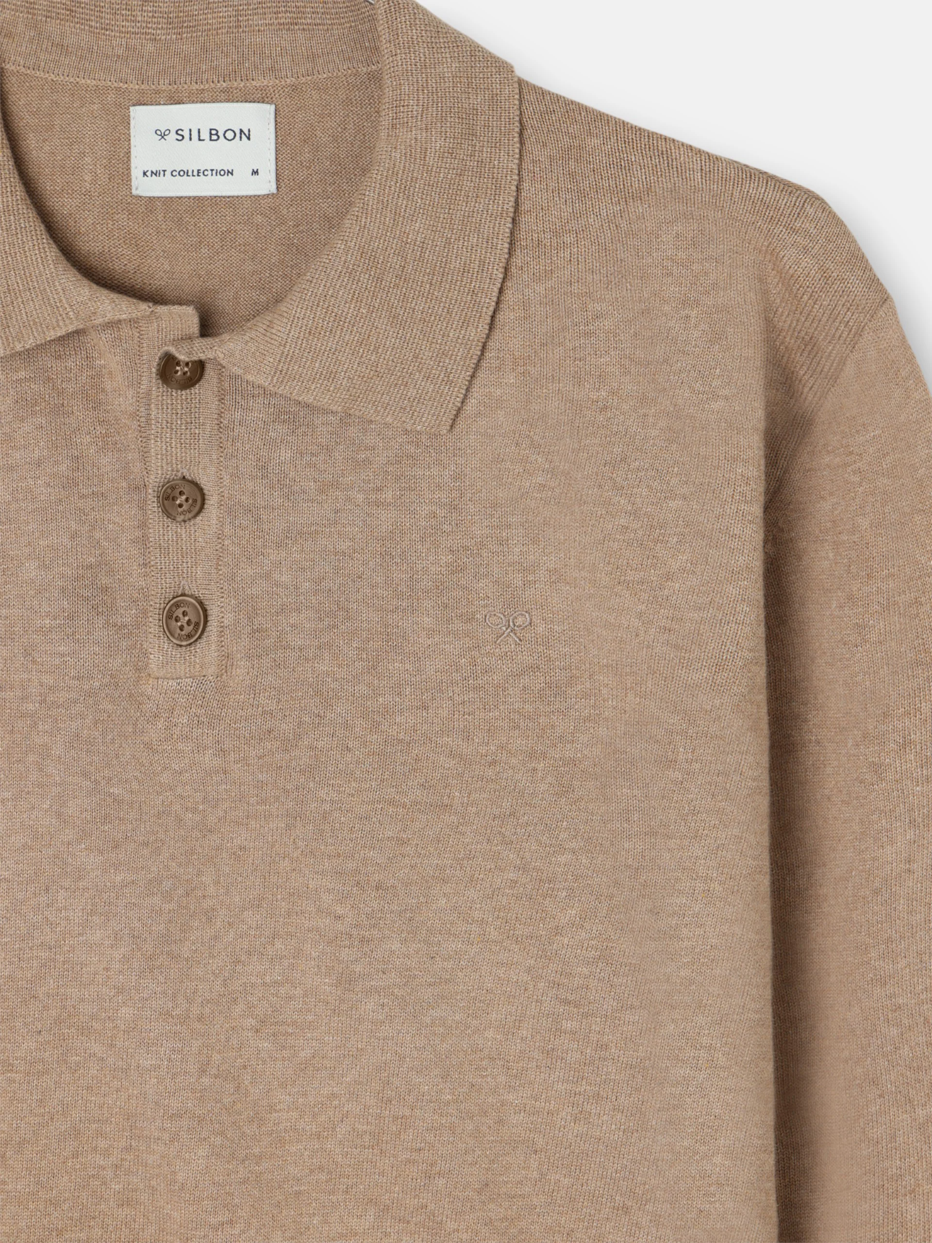 Jersey cuello polo beige claro - Image 7