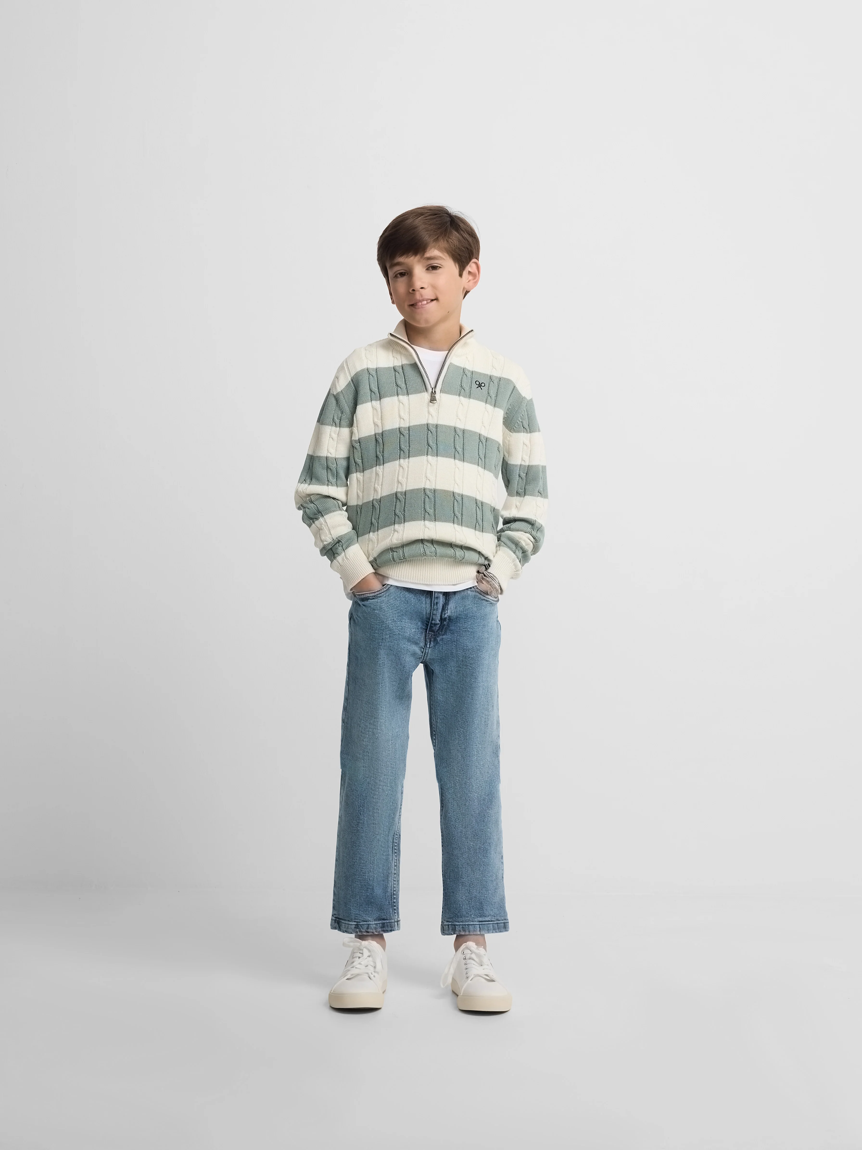 Jersey kids media cremallera raya verde medio - Image 3