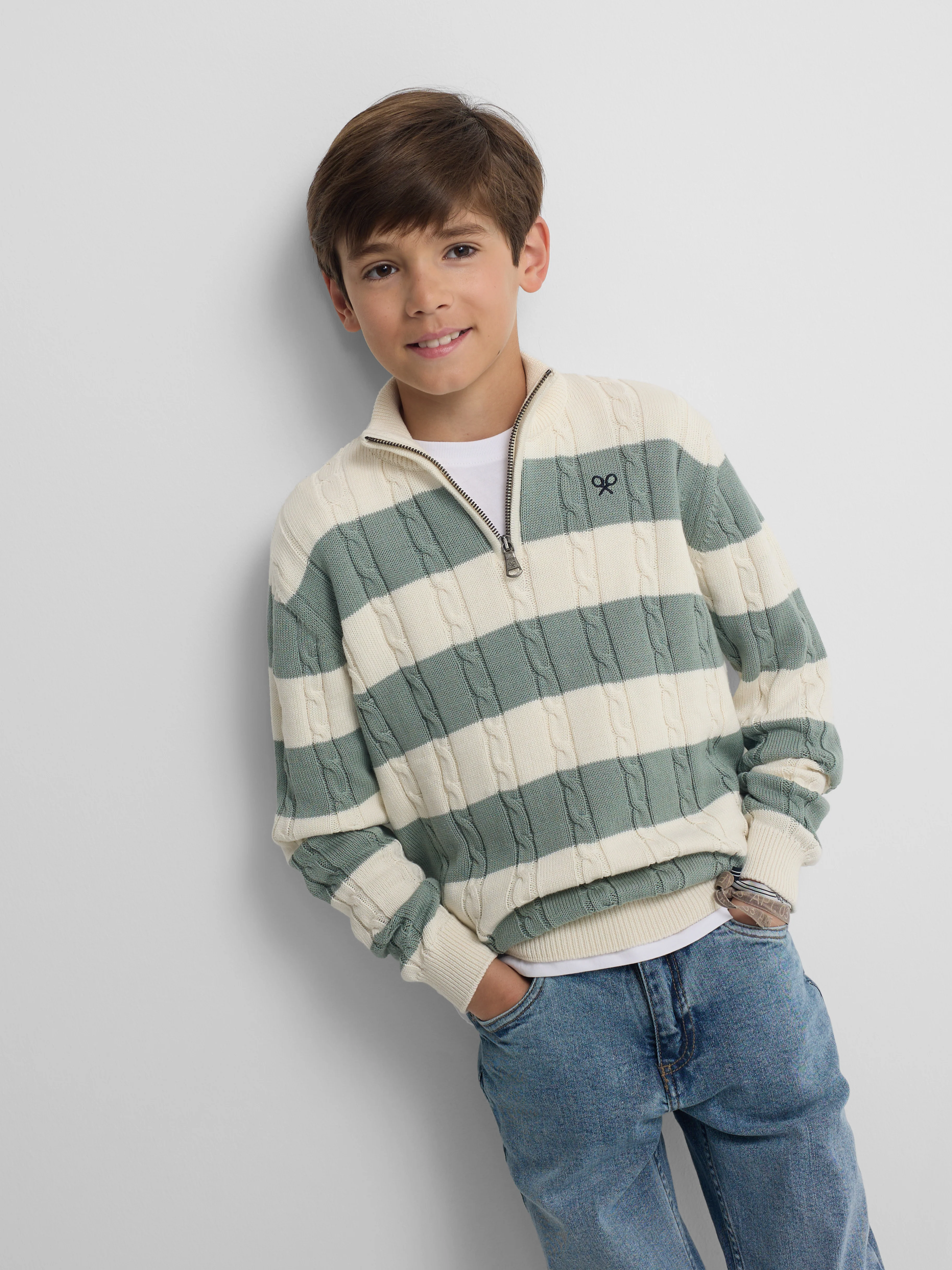 Jersey kids media cremallera raya verde medio - Image 4