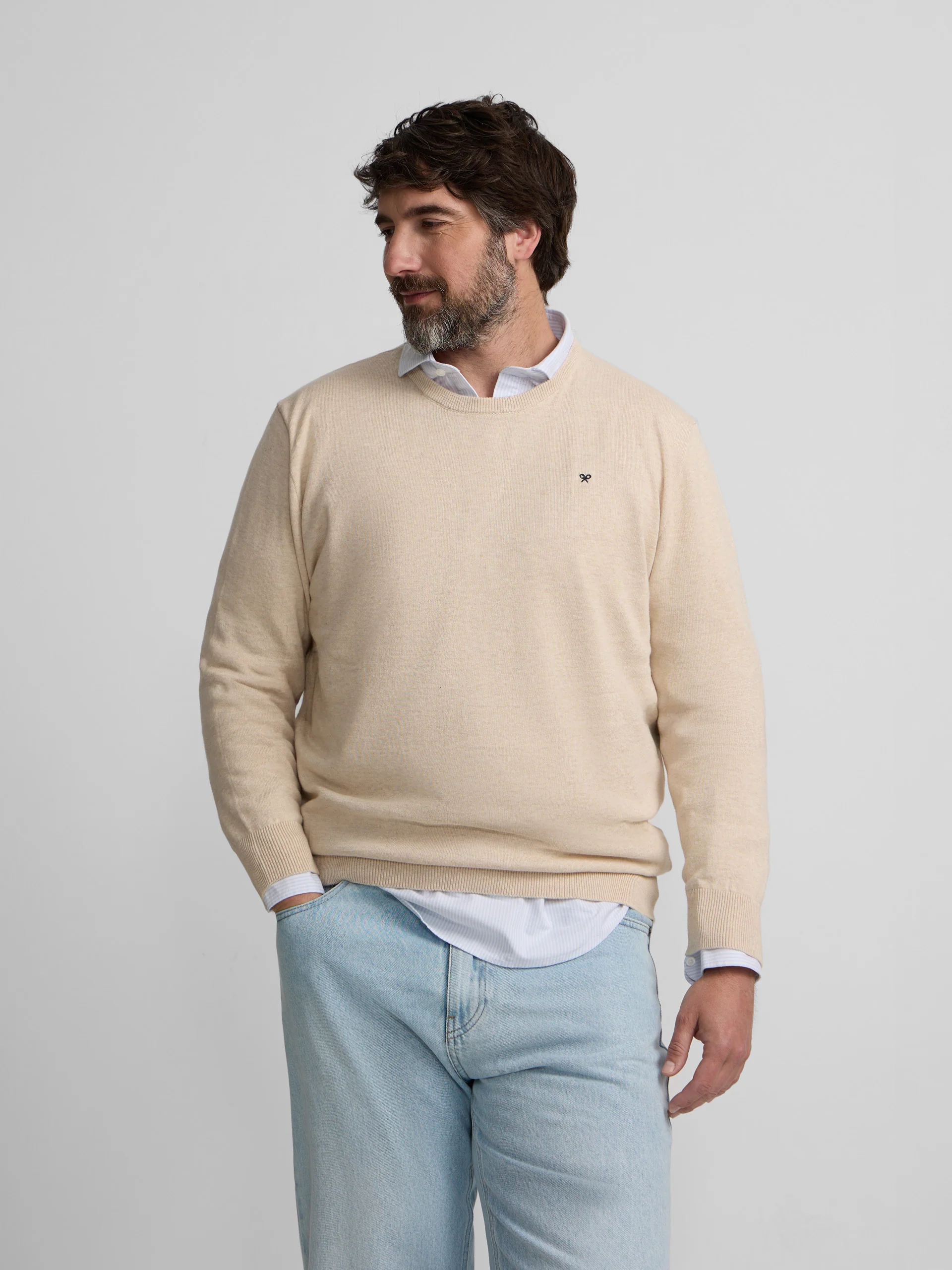 Jersey liso cuello caja crema - Image 5