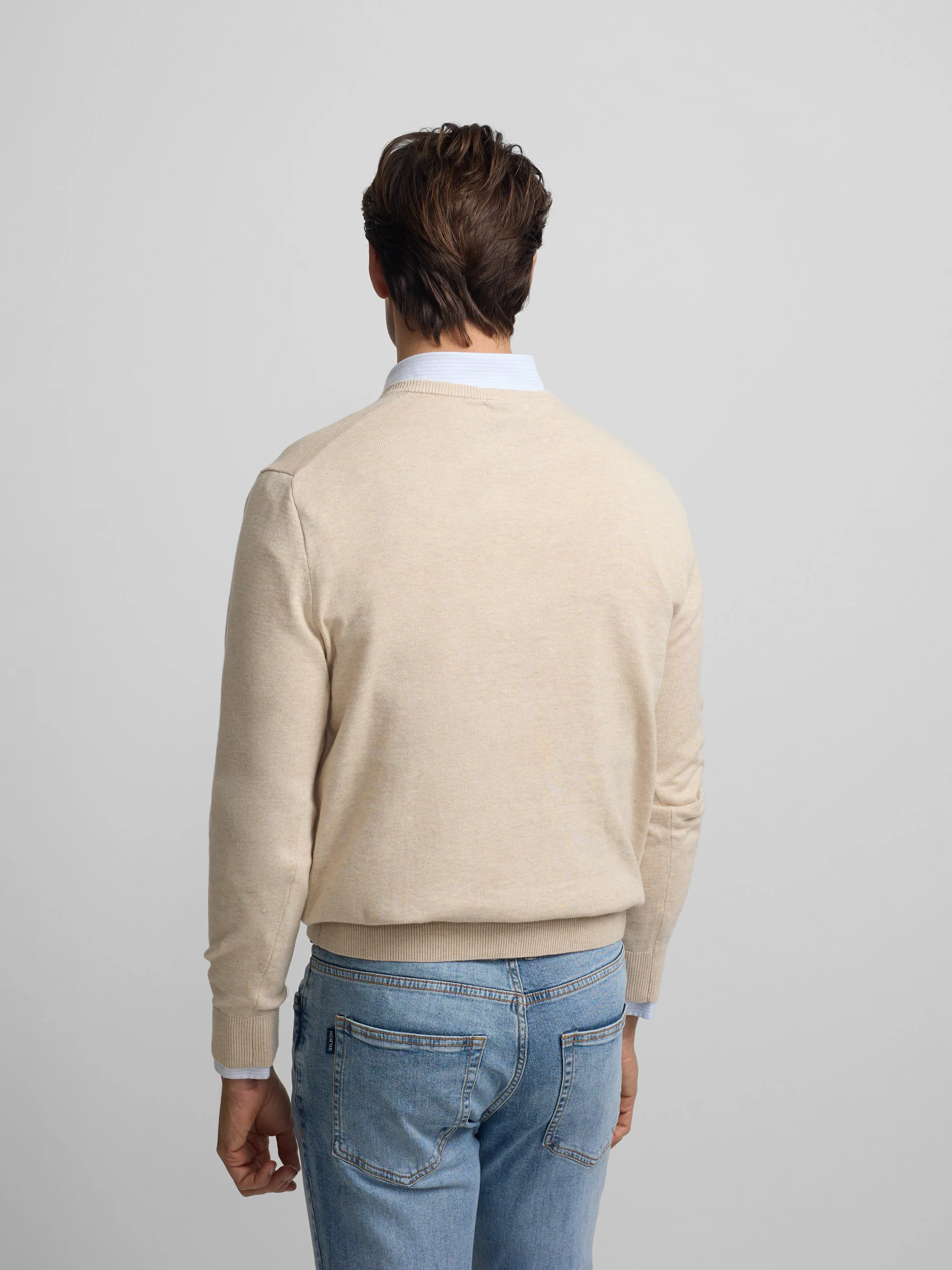 Jersey liso cuello pico crema - Image 3