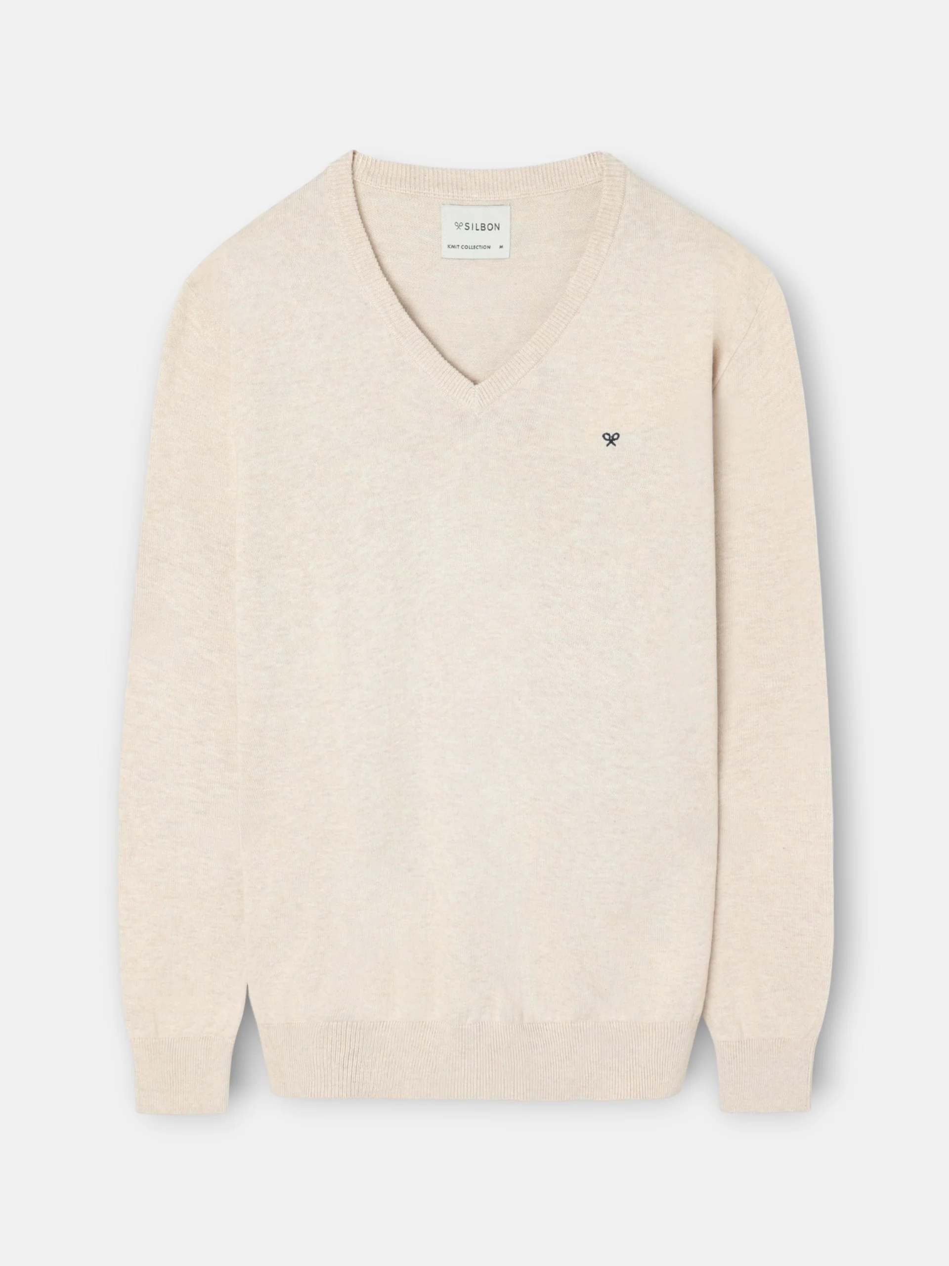 Jersey liso cuello pico crema - Image 4
