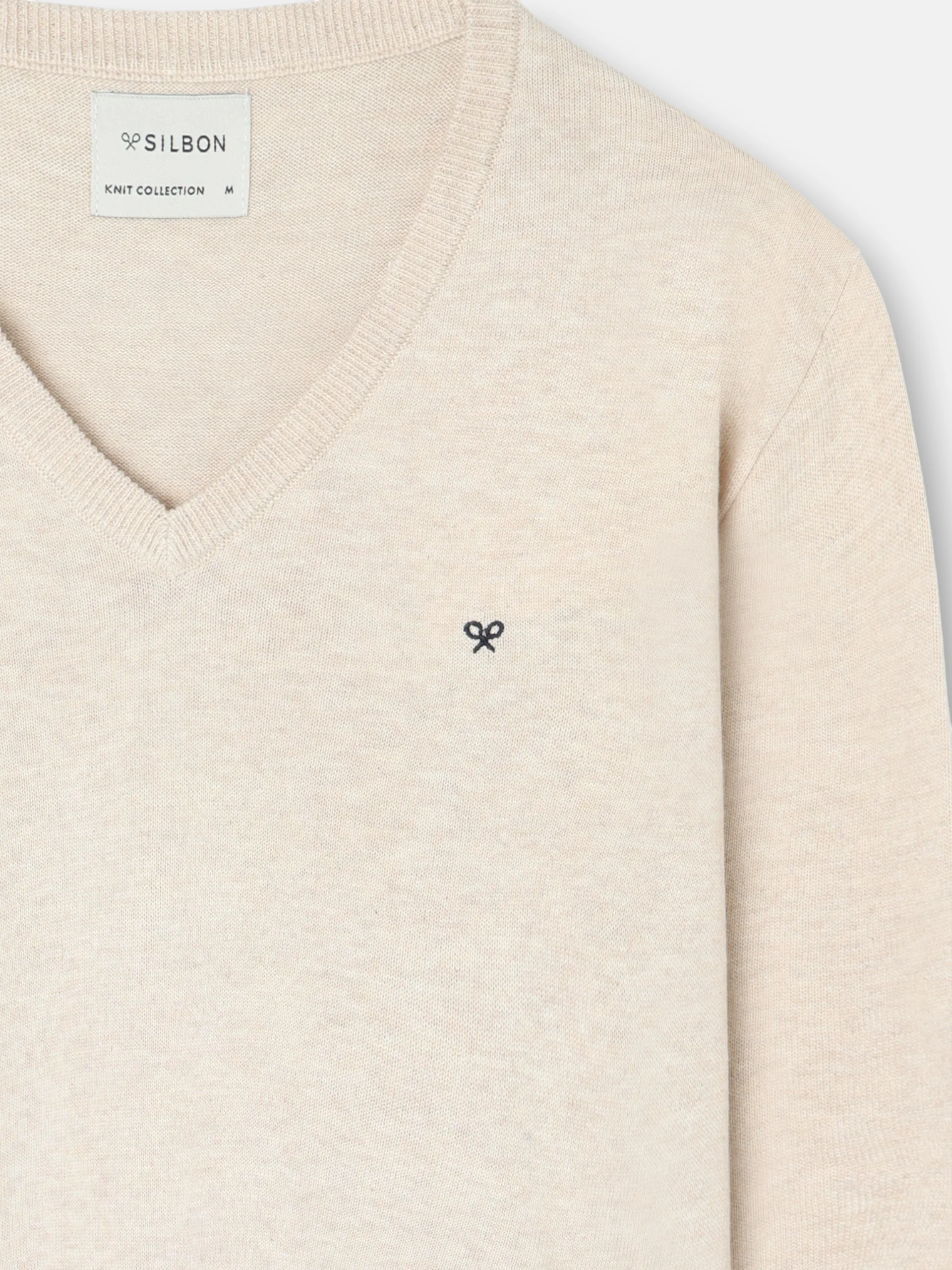 Jersey liso cuello pico crema - Image 5