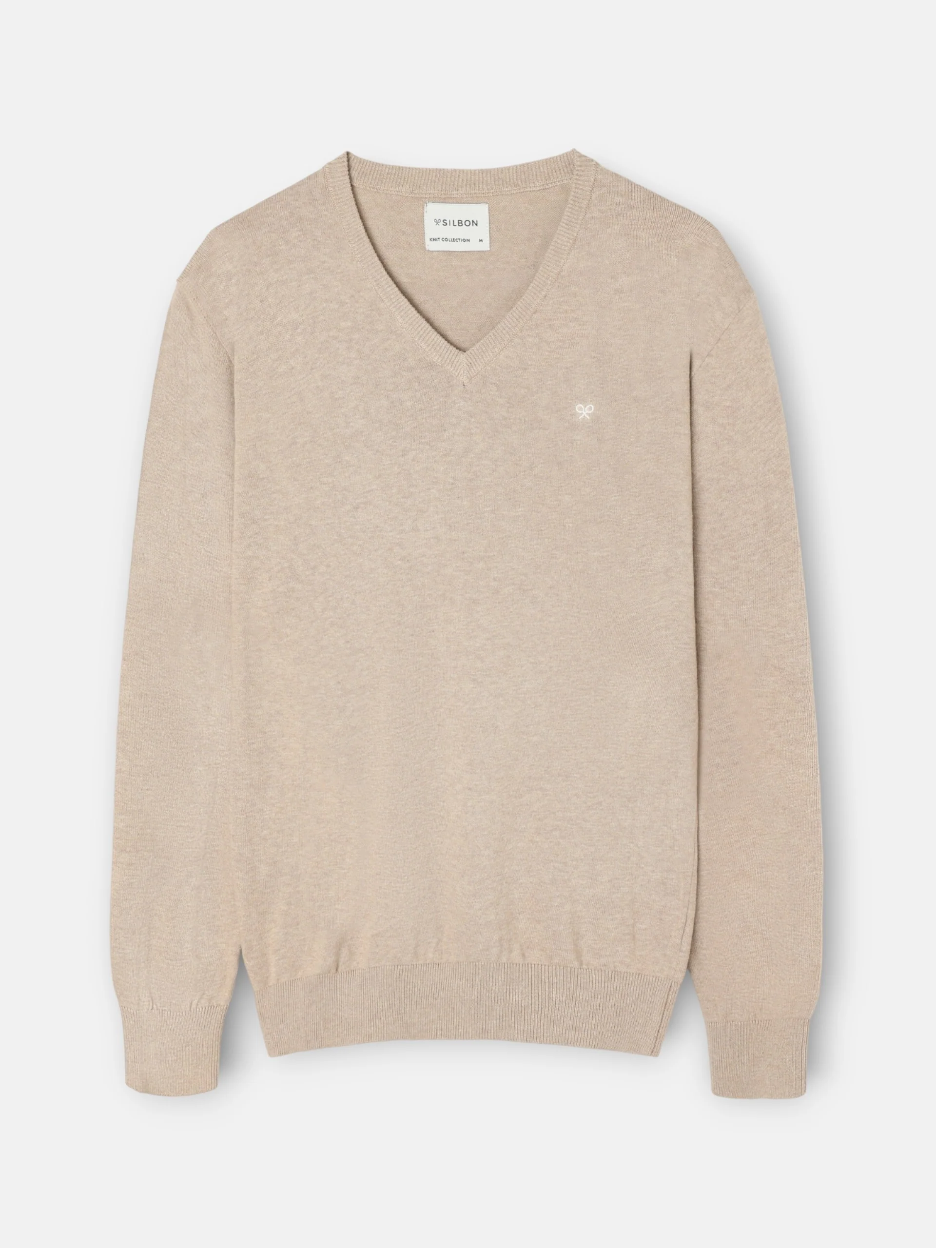 Jersey liso cuello pico marron claro - Image 5