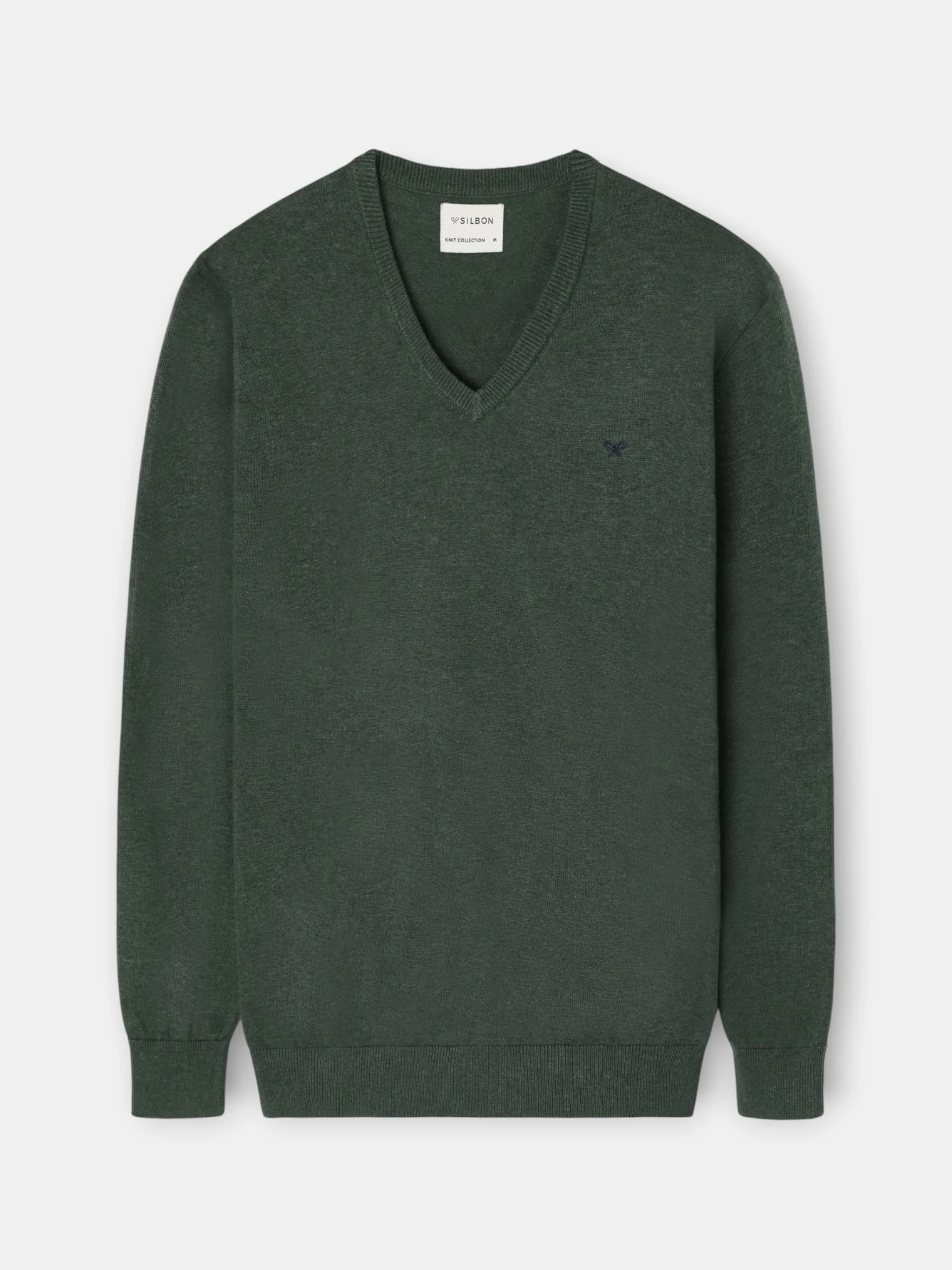 Jersey liso cuello pico verde oscuro - Image 6