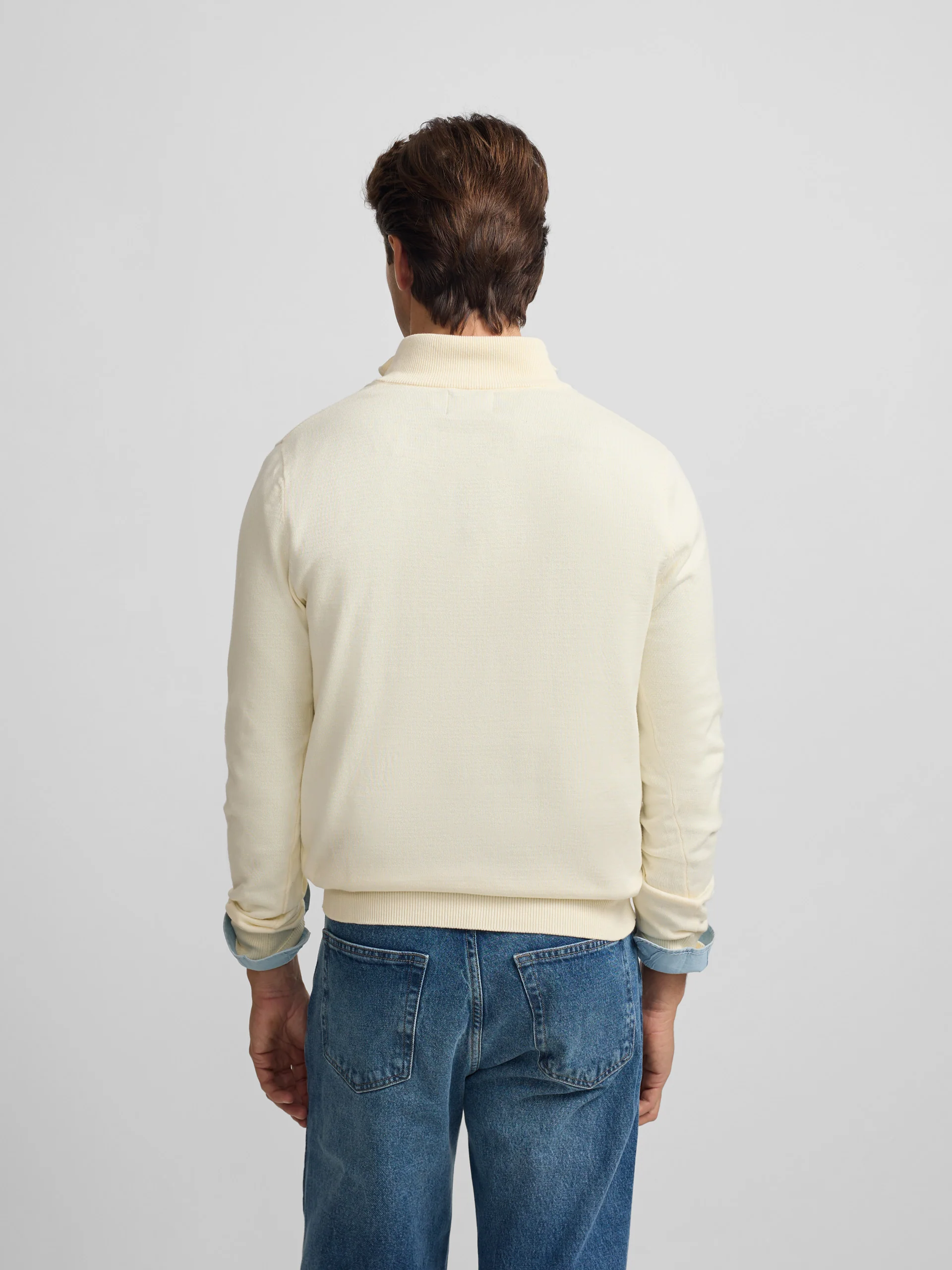 Jersey liso media cremallera crema - Image 7