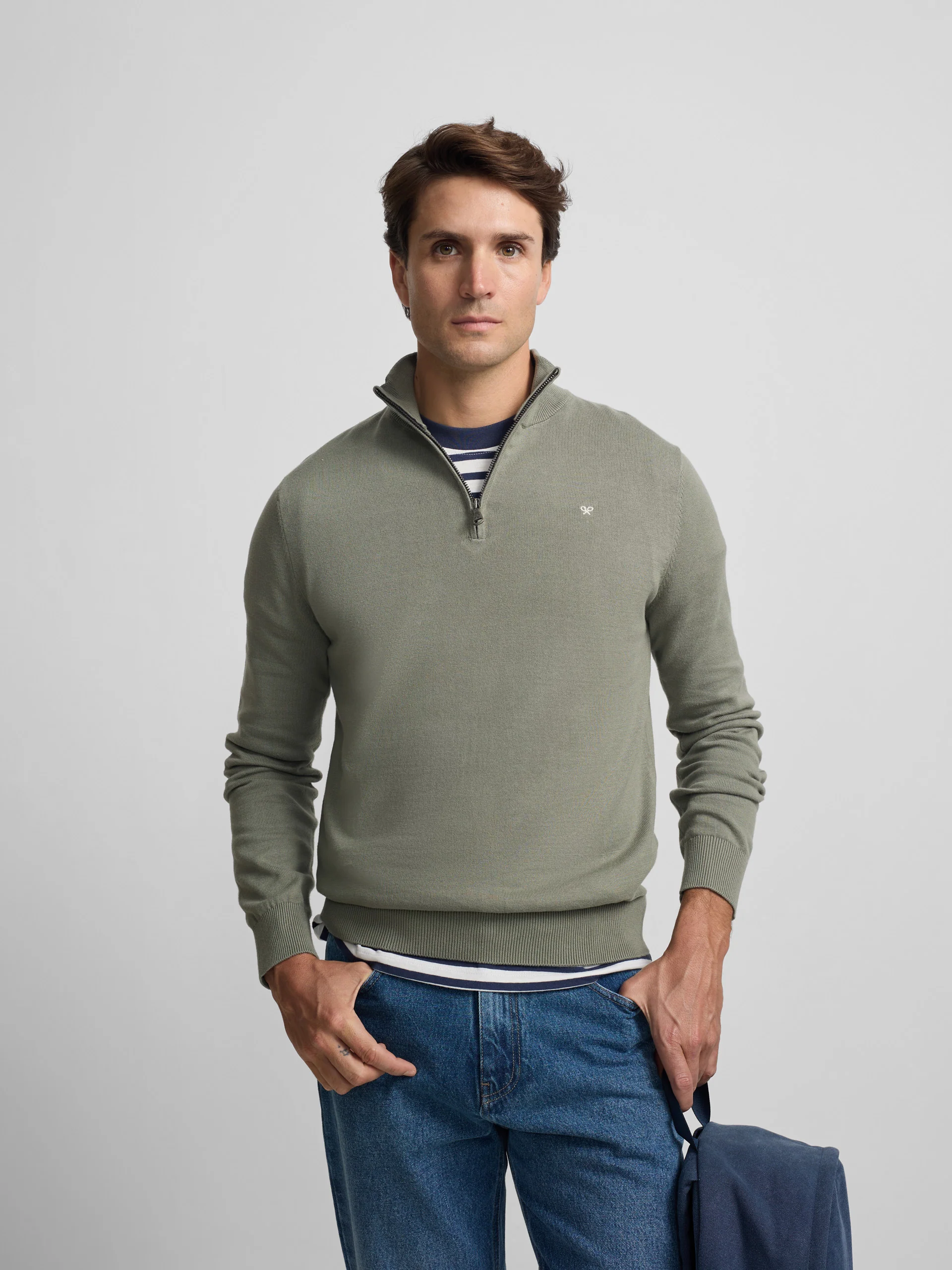 Jersey liso media cremallera verde gris - Image 3