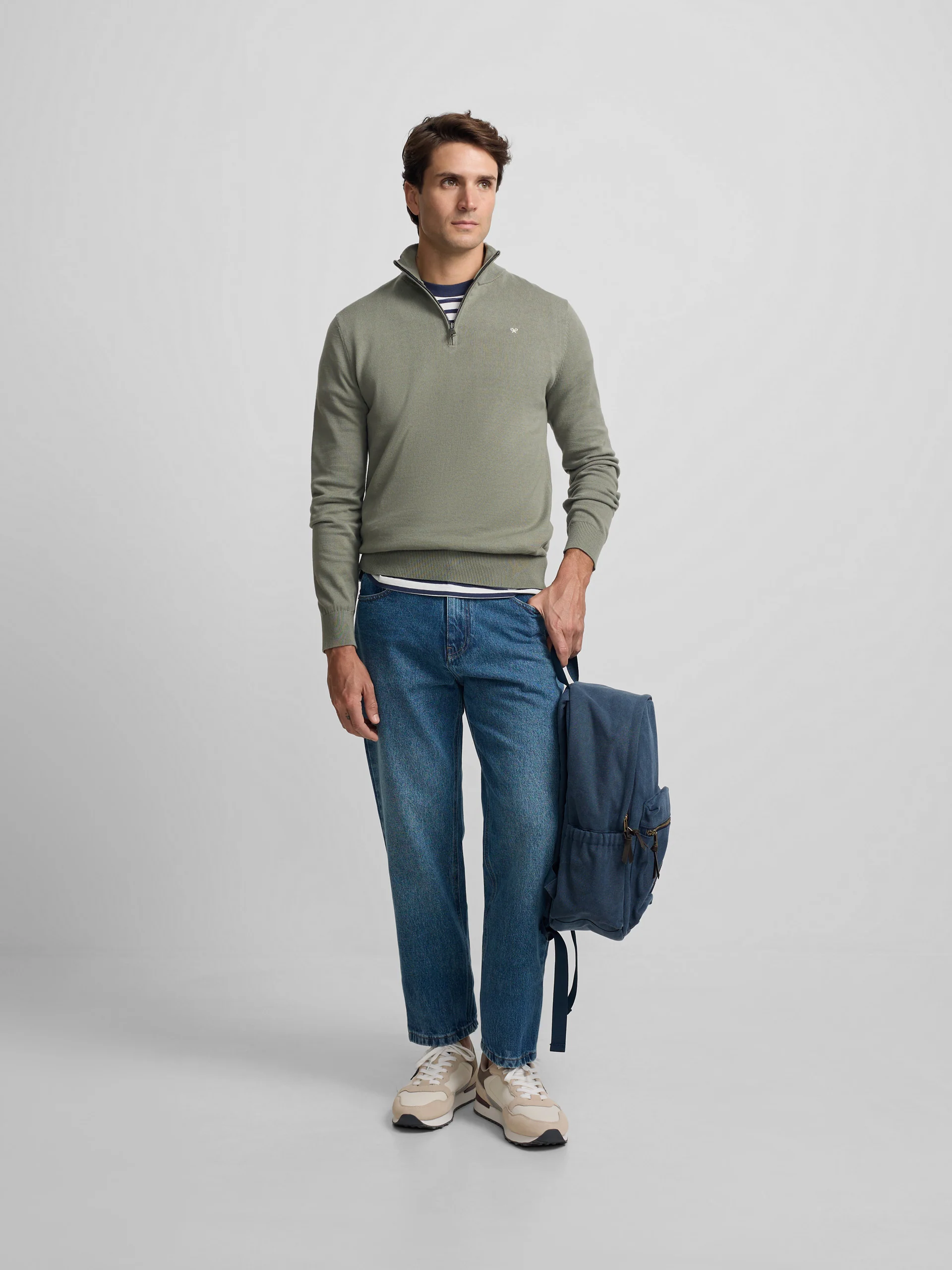 Jersey liso media cremallera verde gris - Image 4