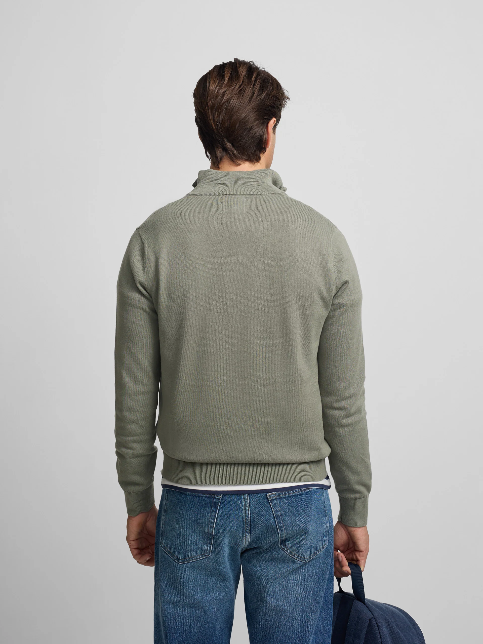 Jersey liso media cremallera verde gris - Image 8