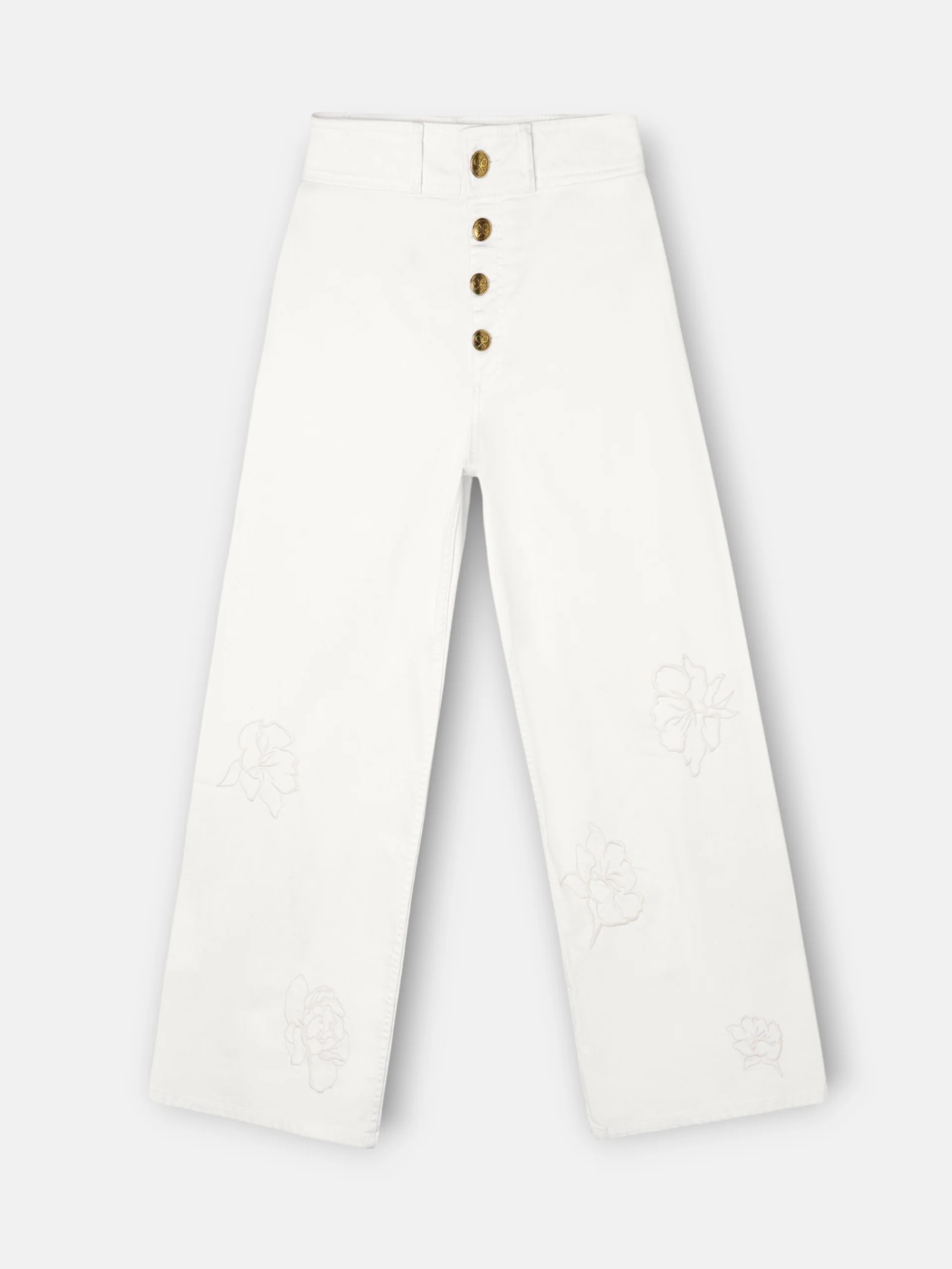 Pantalon bordados flores crudo - Image 8