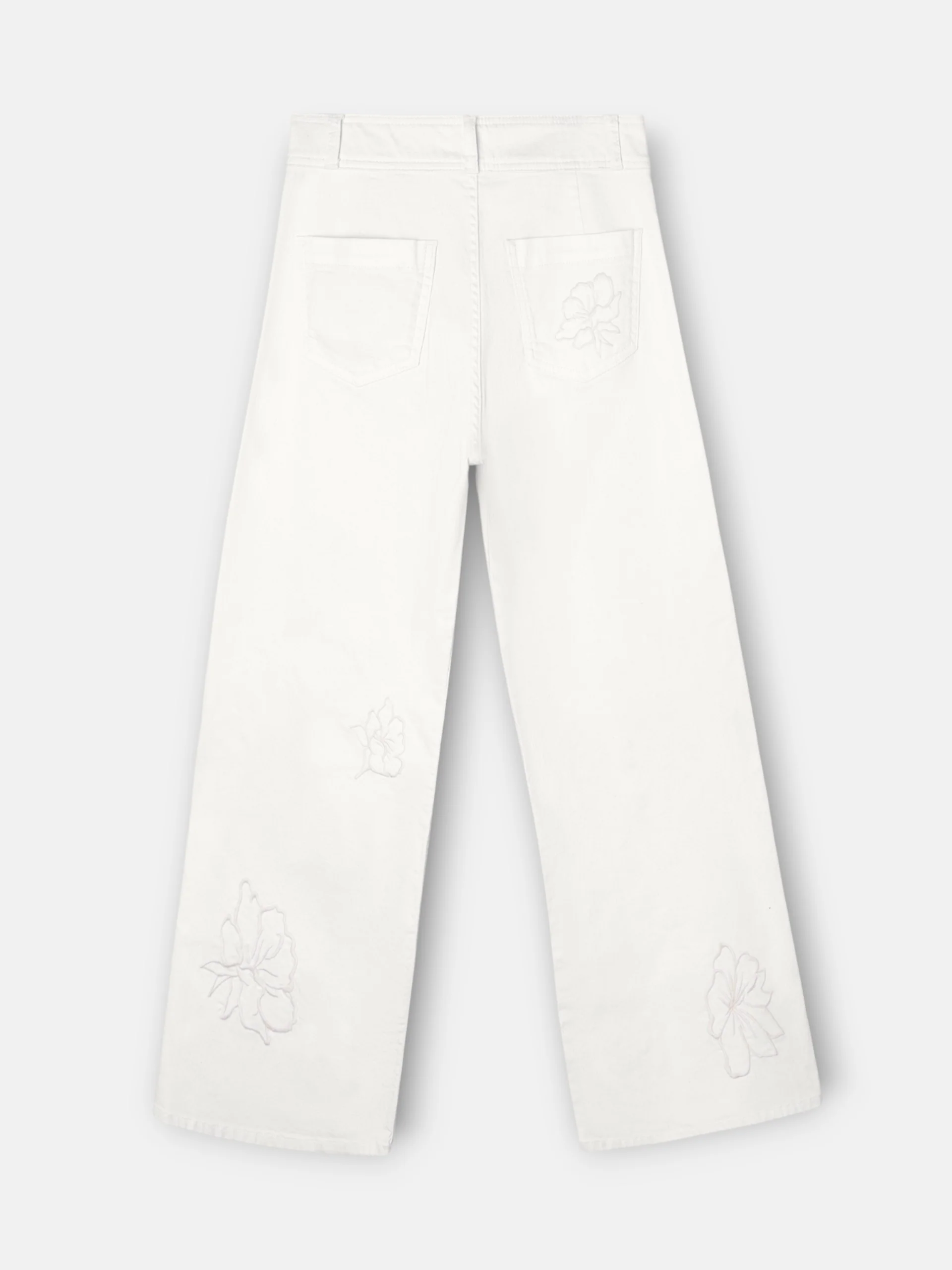 Pantalon bordados flores crudo - Image 9