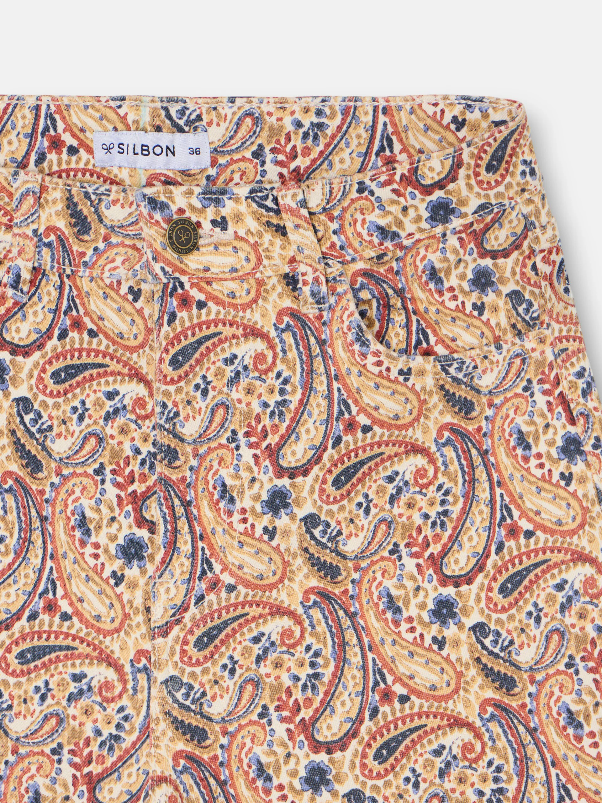 Pantalon denim estampado cachemir naranjas - Image 2